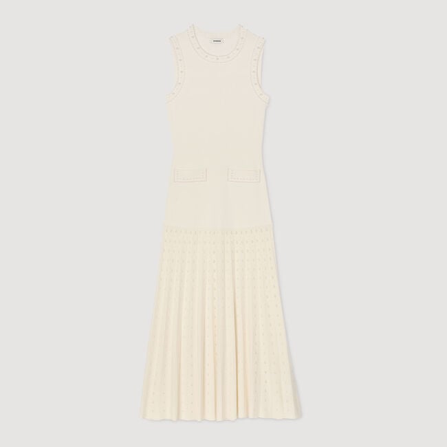 Robe longue en maille perlée