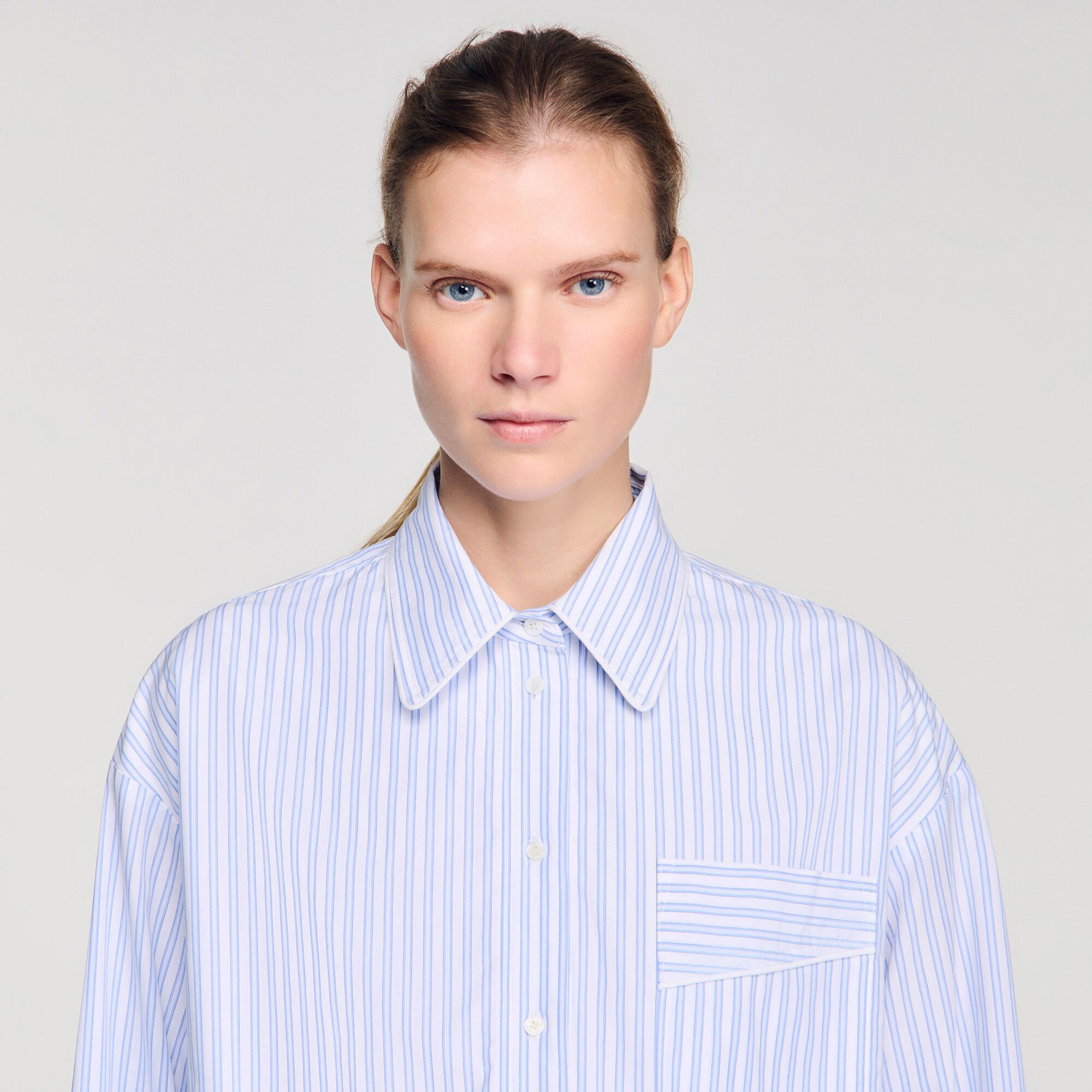 Chemise courte &agrave; rayures 