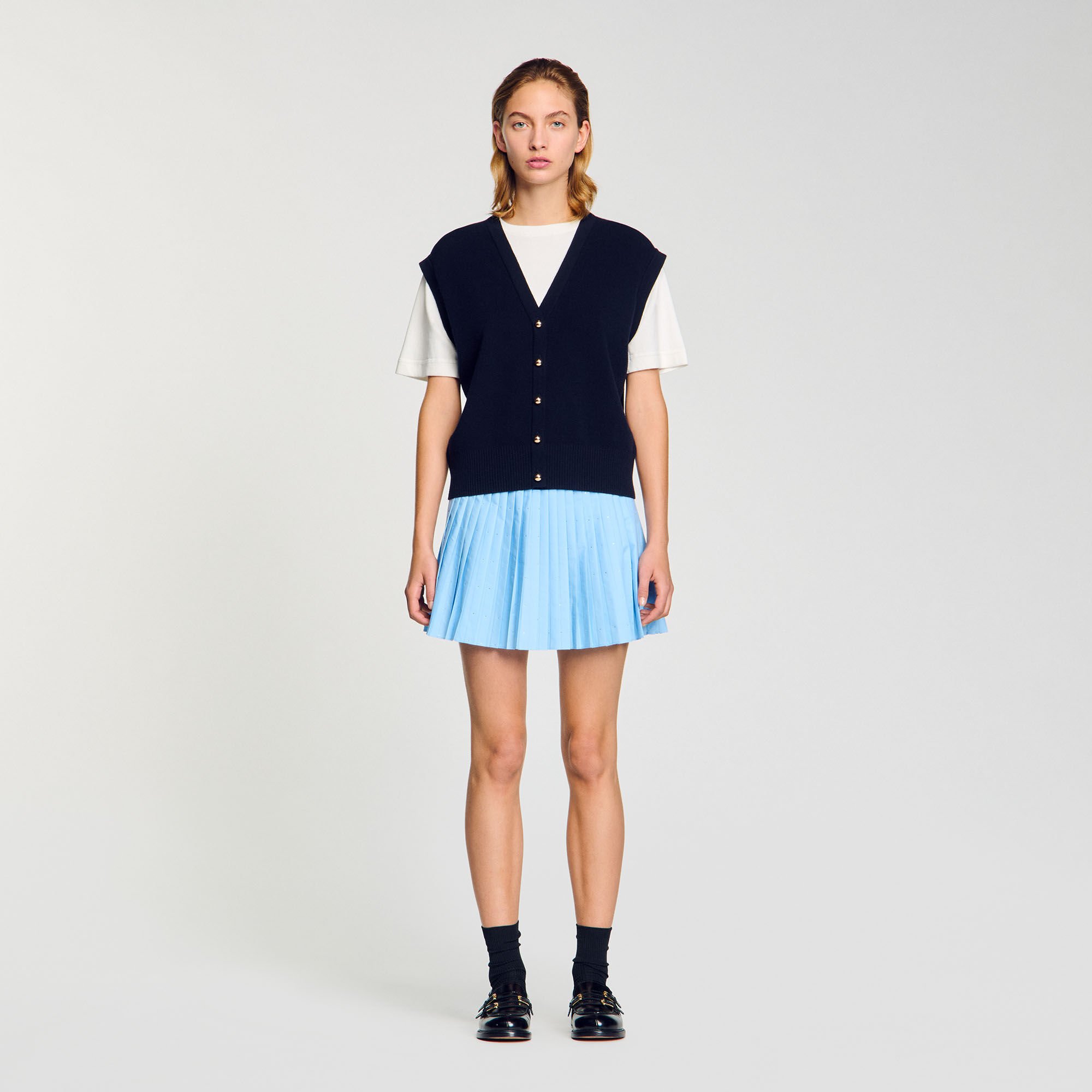 Pull bicolore en laine et cachemire 