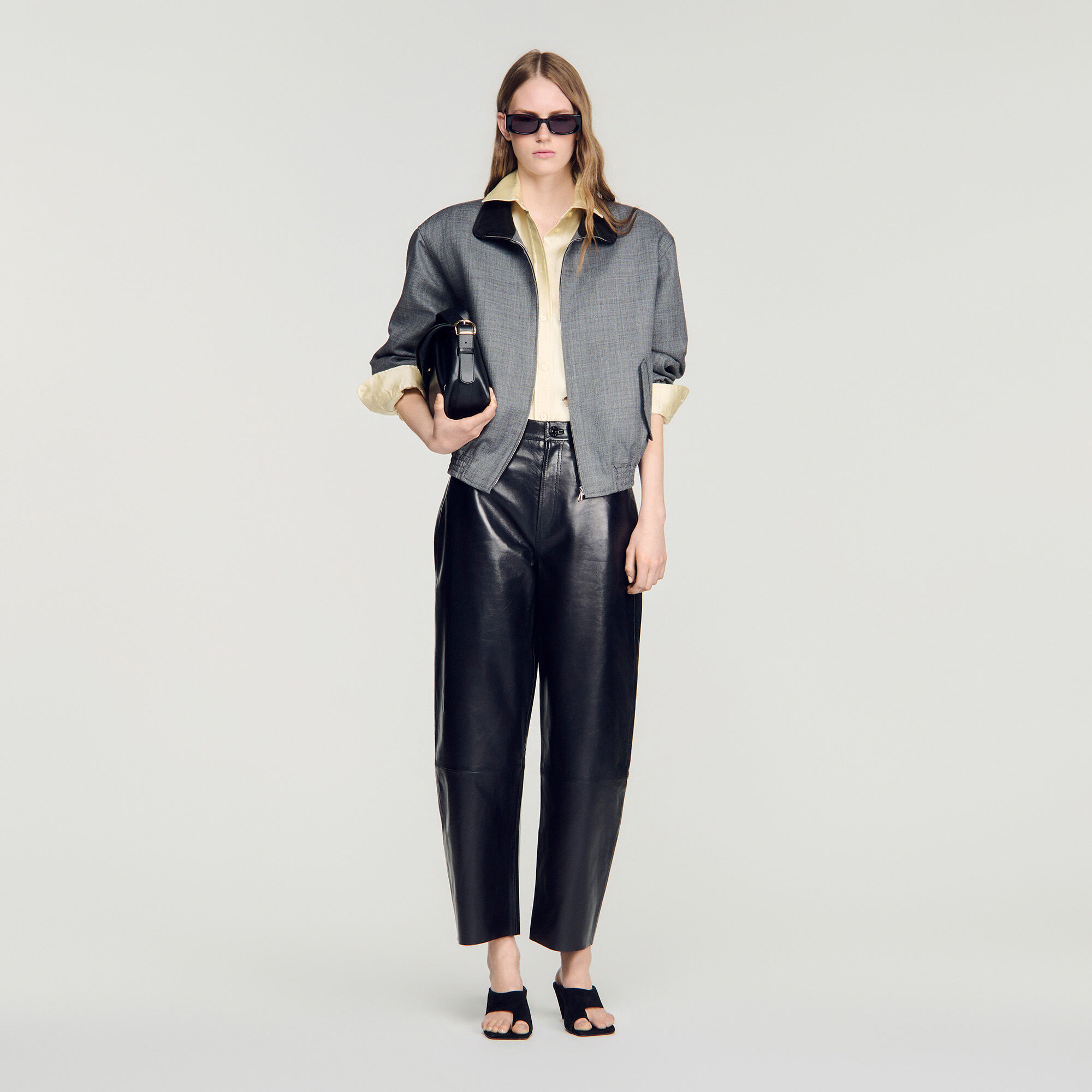 Pantalon barell en cuir