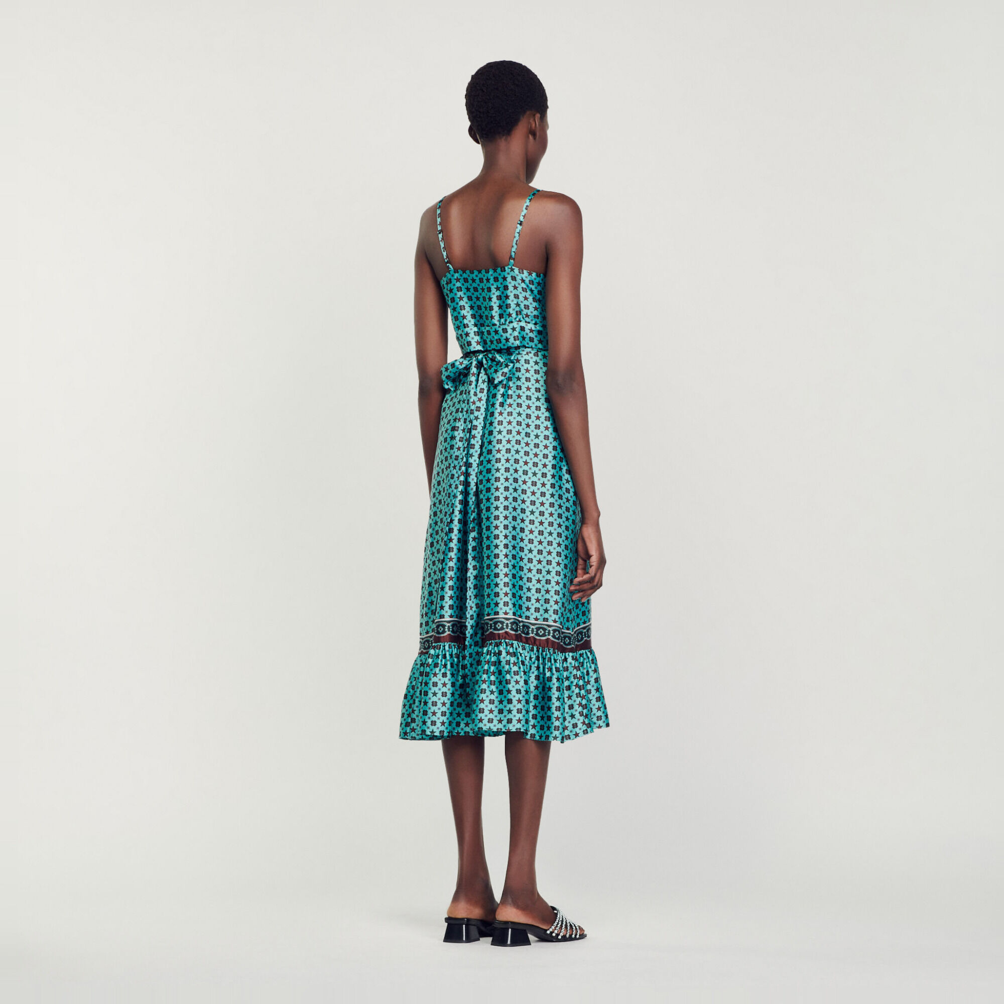 Robe midi satinée imprimée