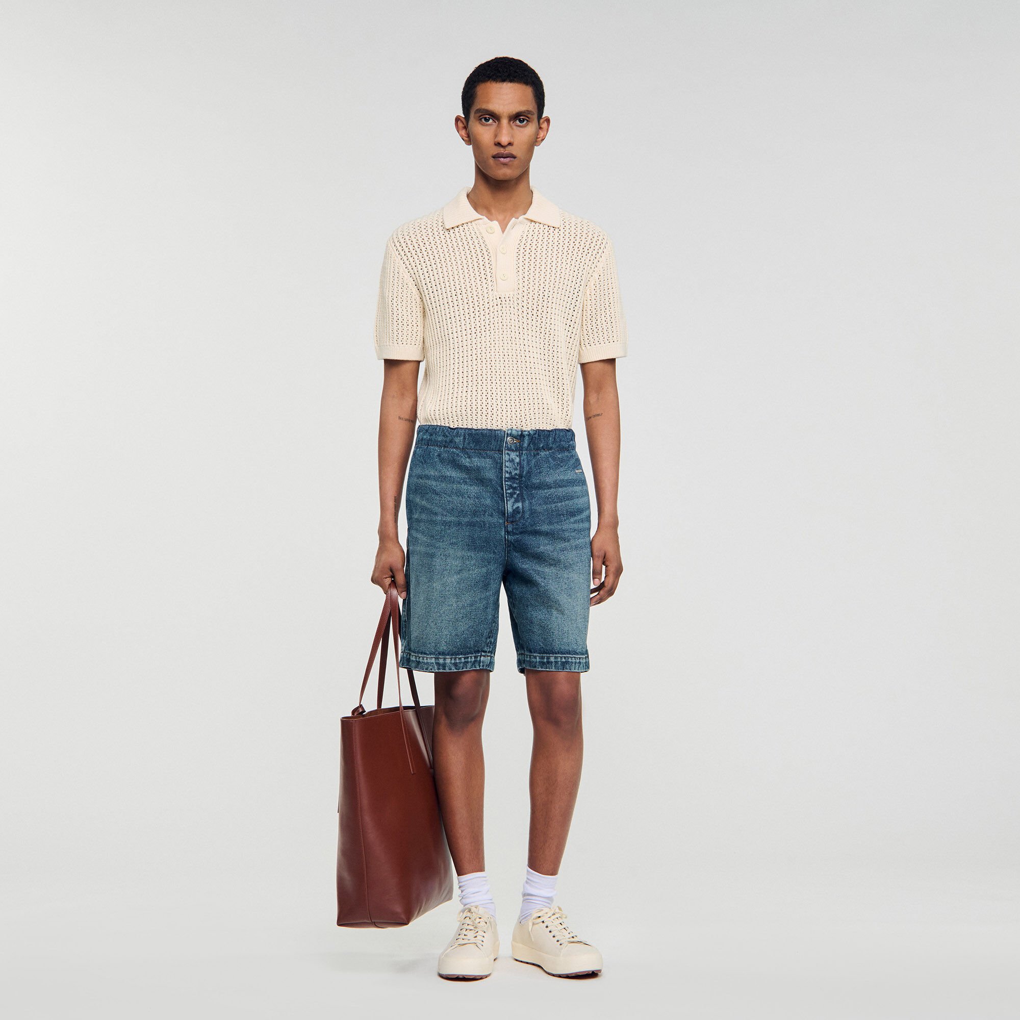 Short en denim élastiqué