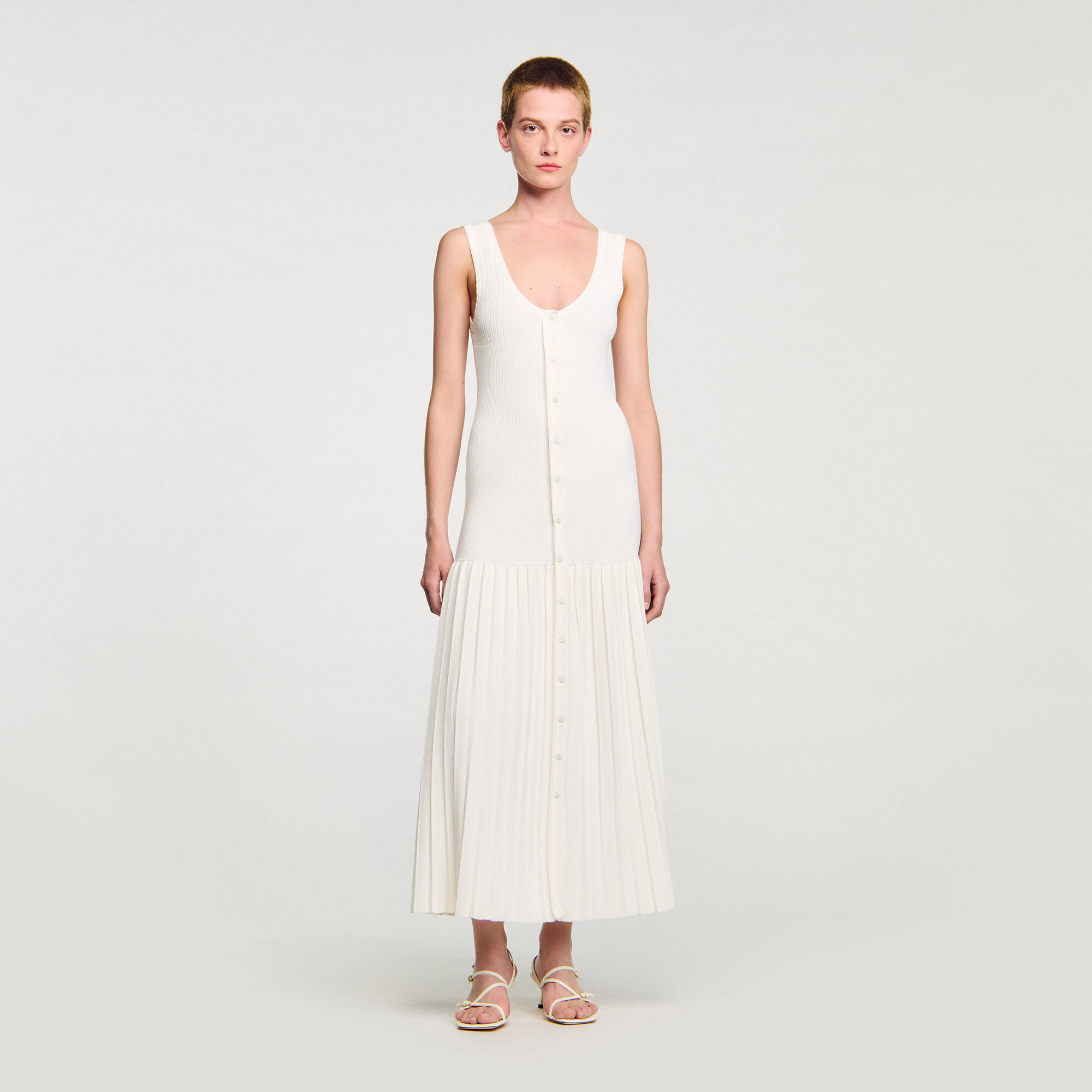 Robe longue en maille à bretelles