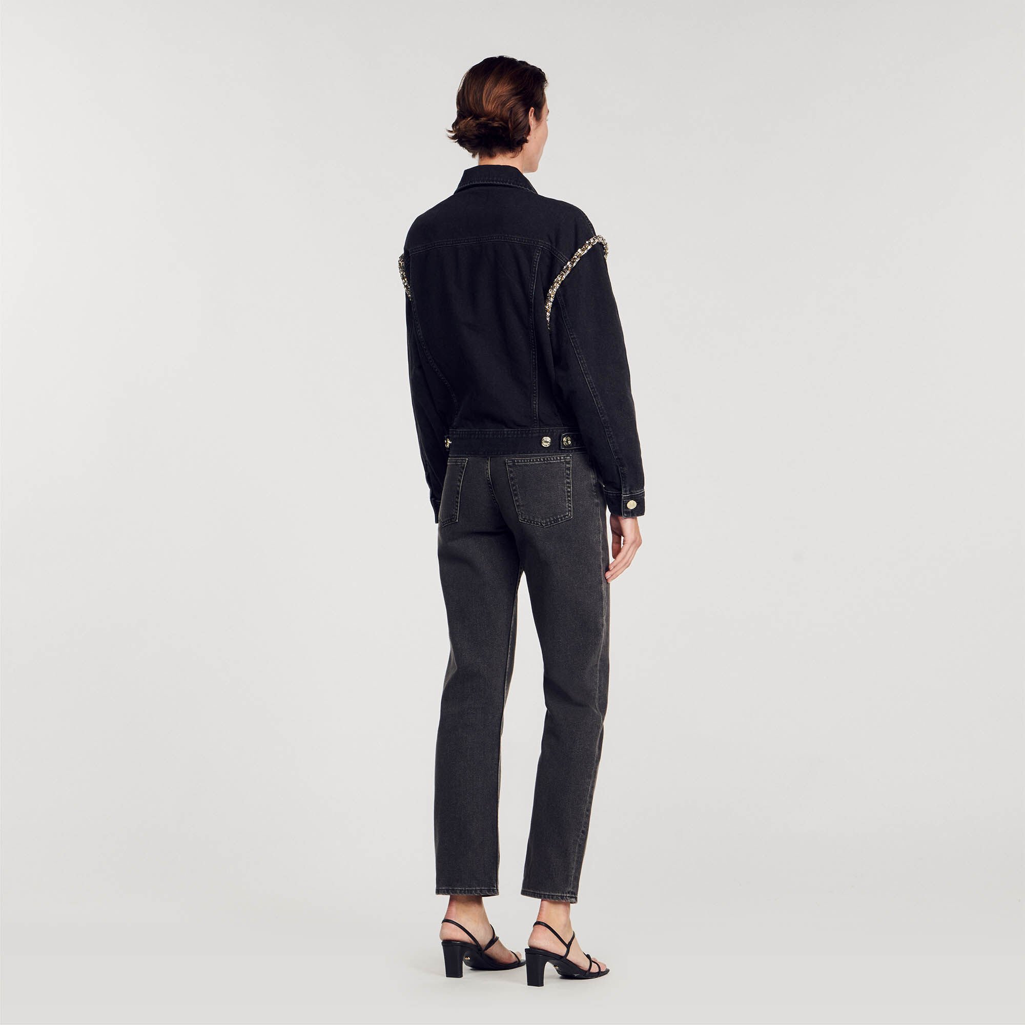 Veste en jean oversize strassée