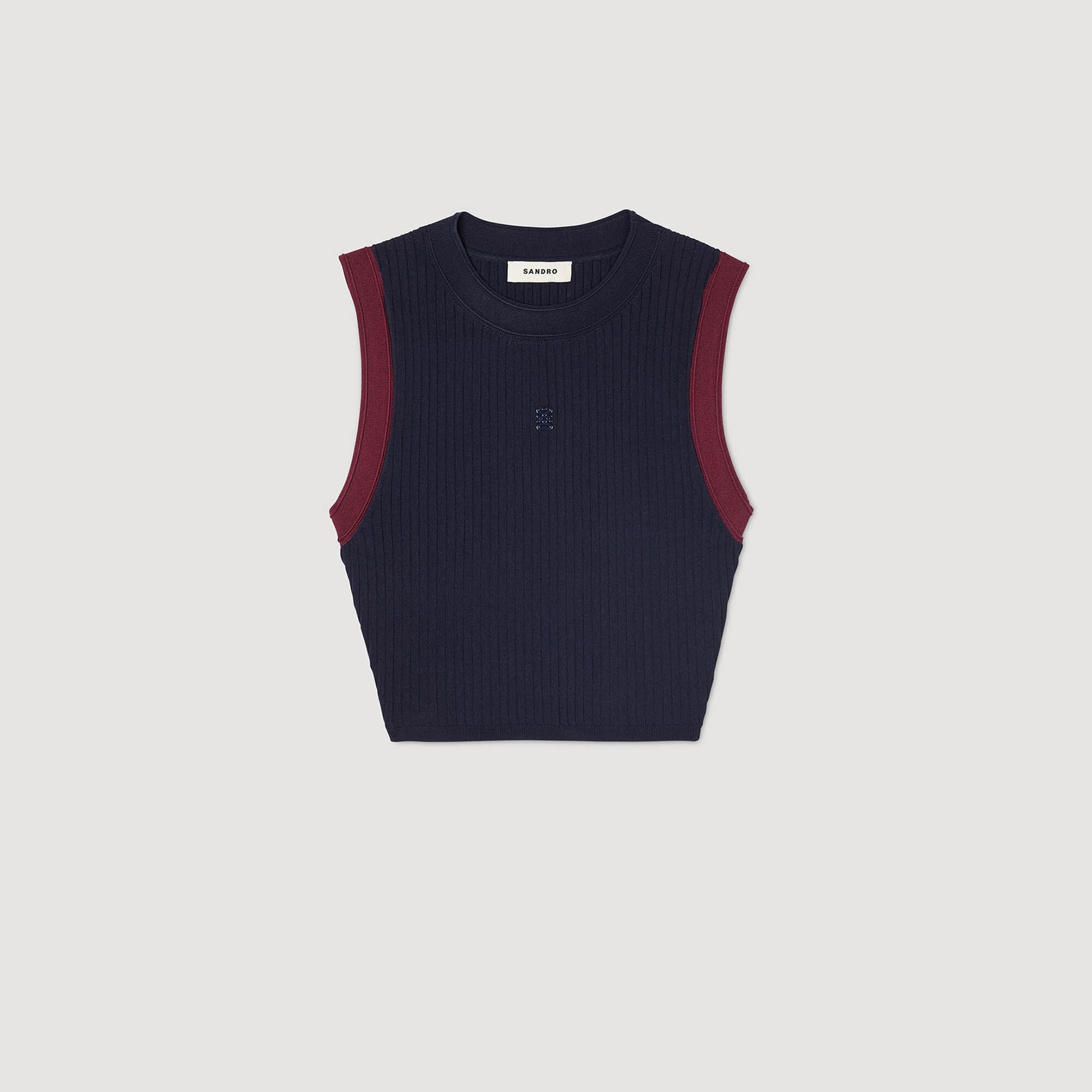 Top en maille bicolore