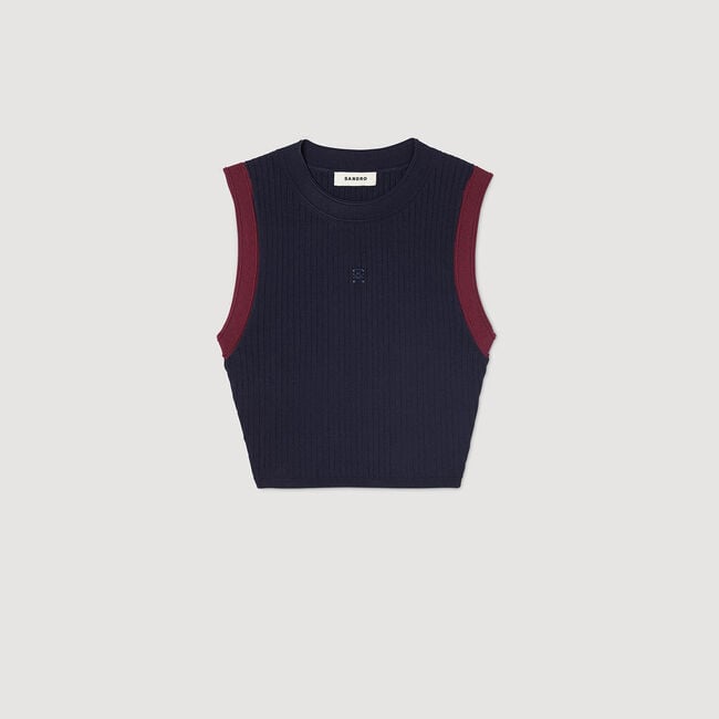 Top en maille bicolore