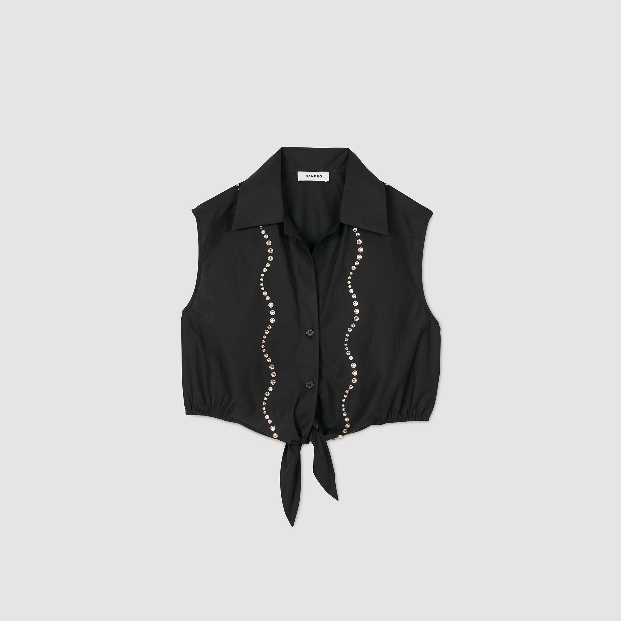 Chemise courte strassée
