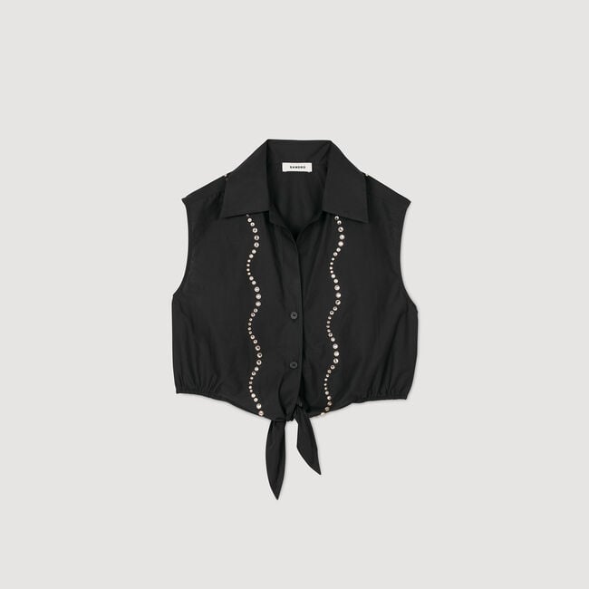 Chemise courte strassée