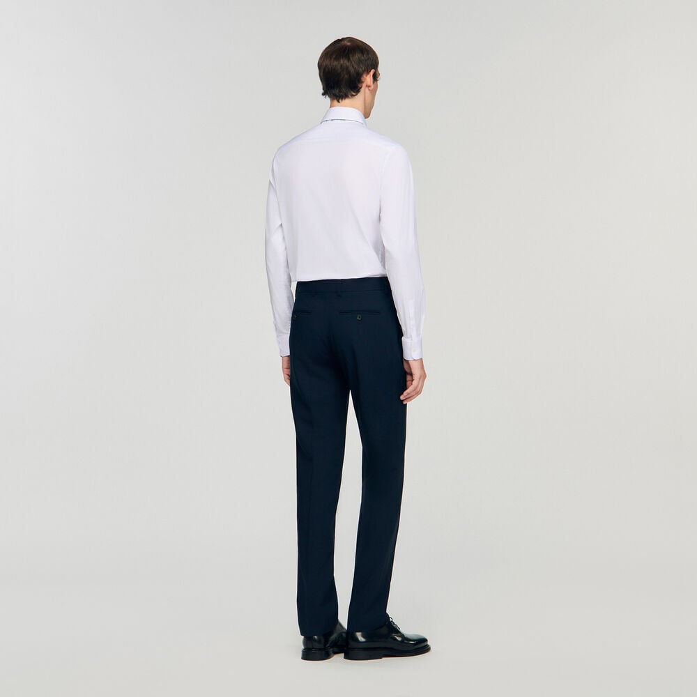 Sandro Pantalon de costume en laine – Marine – vue 5