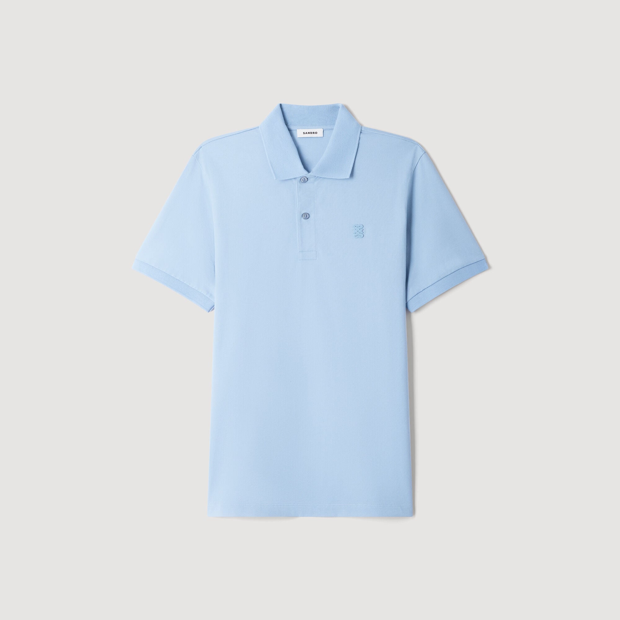 Polo en coton &agrave; logo cuir