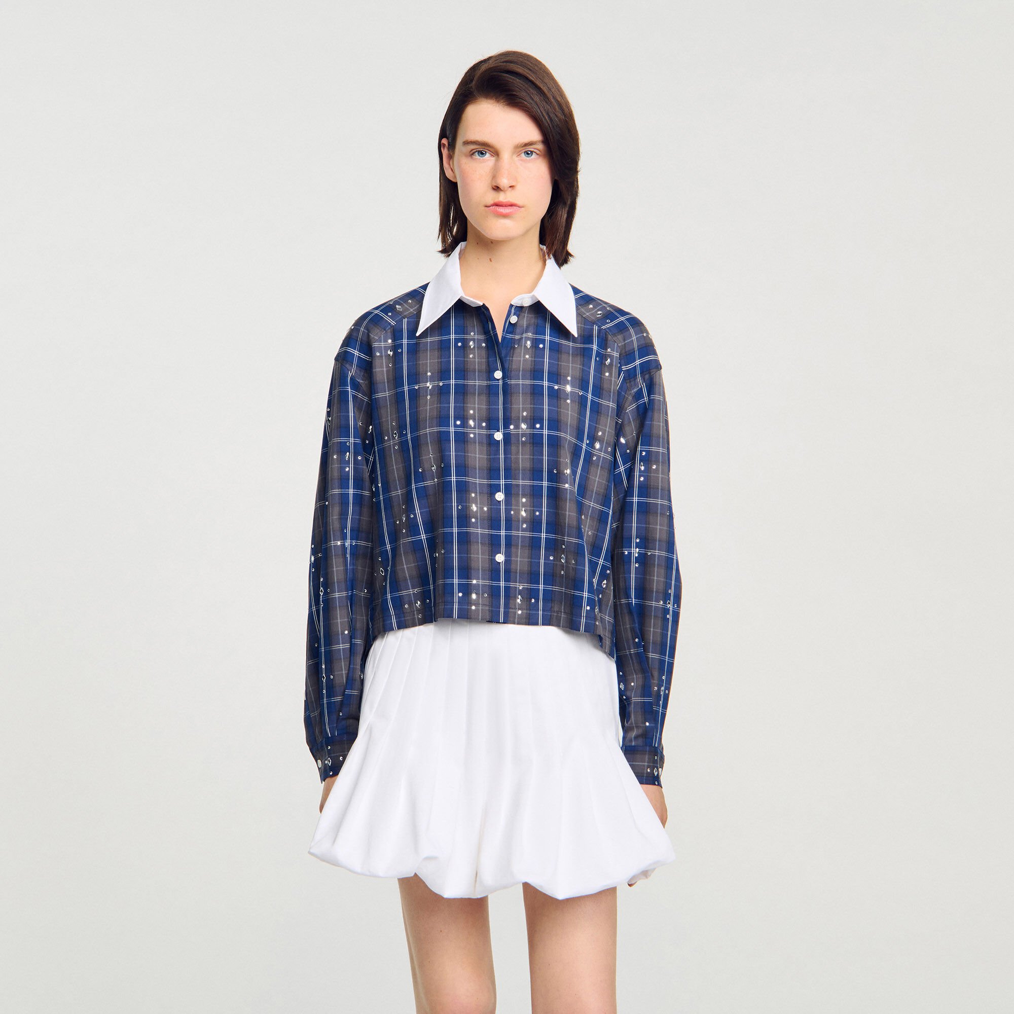 Chemise à carreaux strassée
