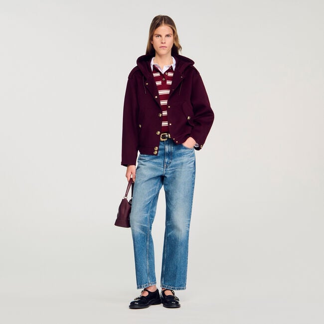 Veste à capuche en laine
