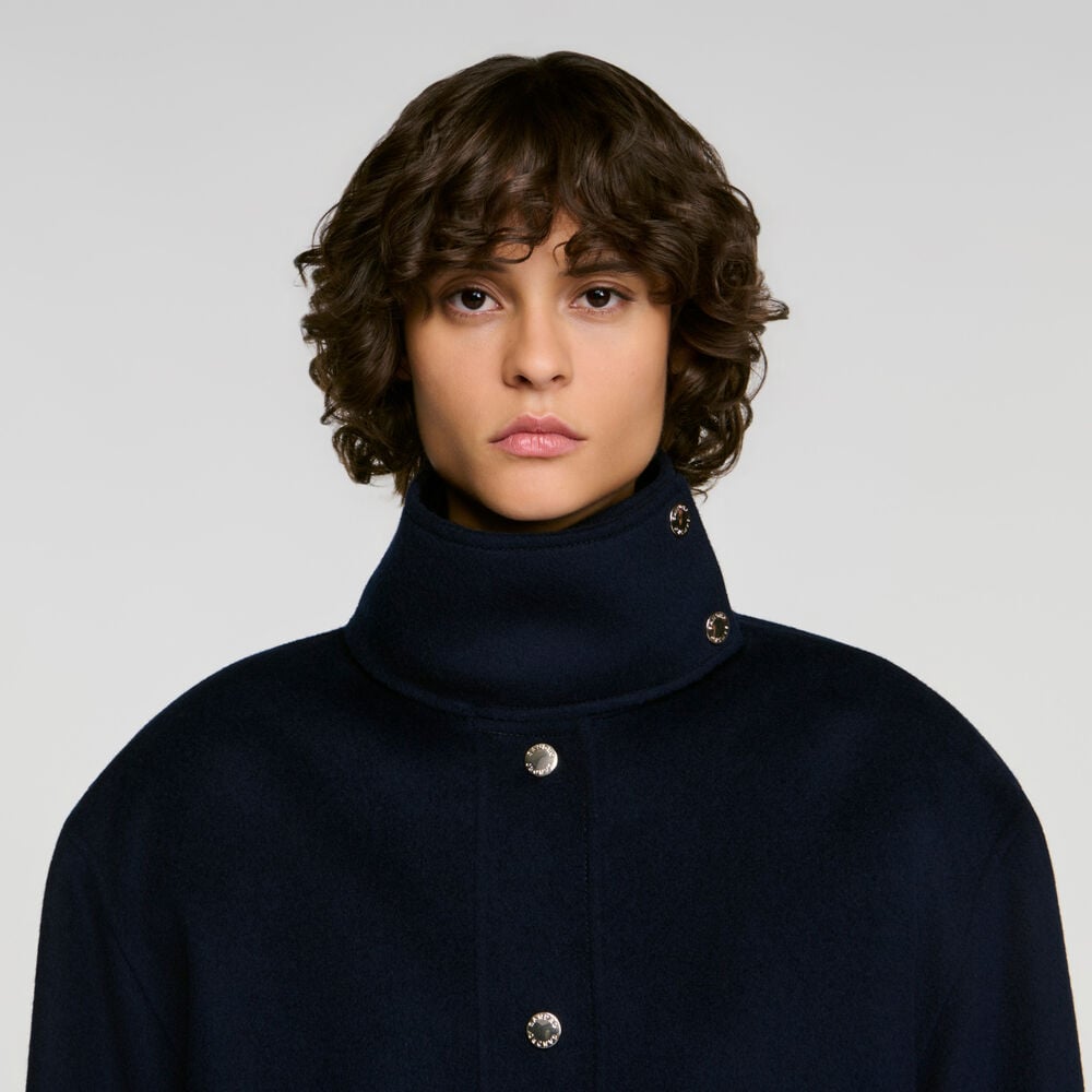 Sandro Manteau double face col montant – Marine – vue 3