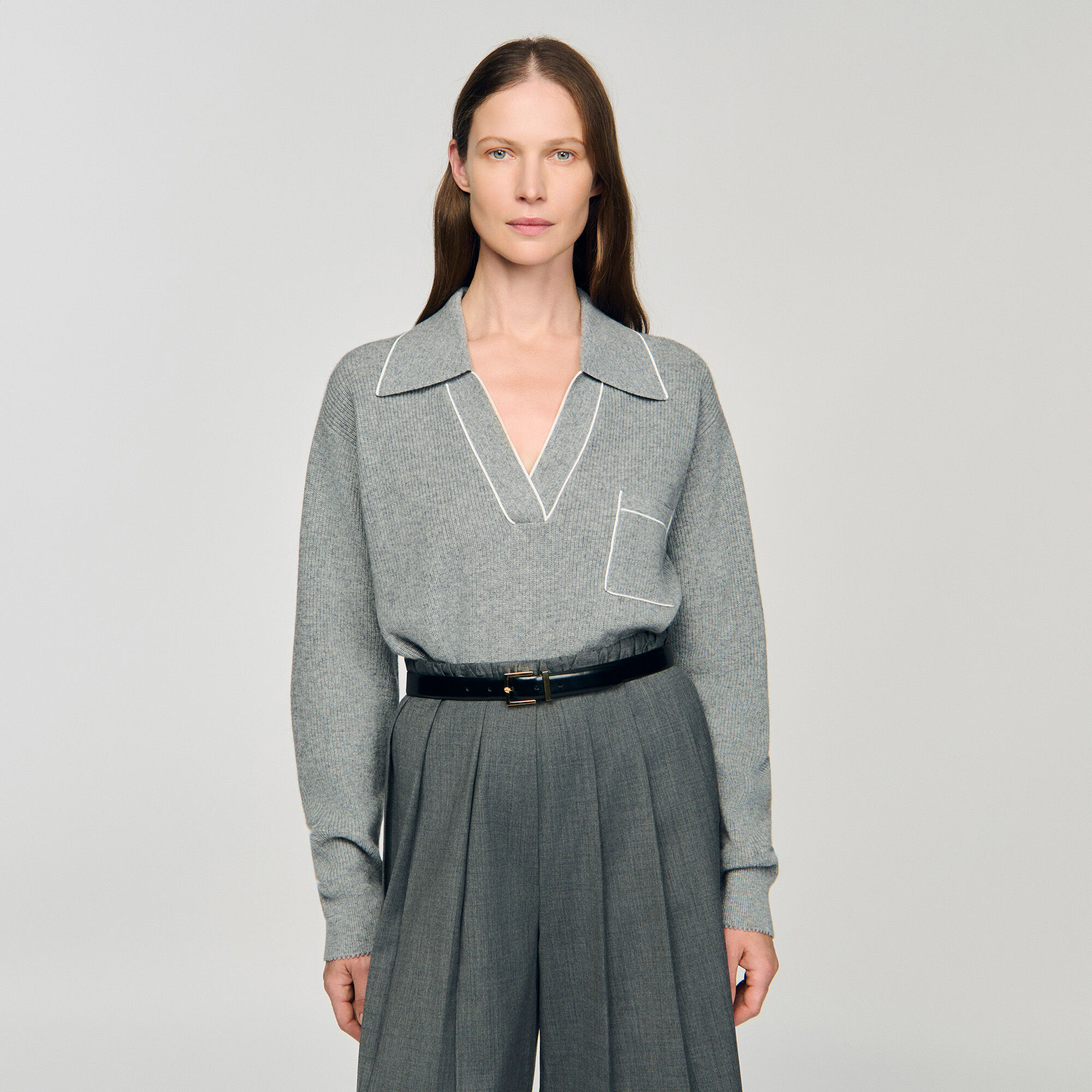 Pull en laine/cachemire à col V