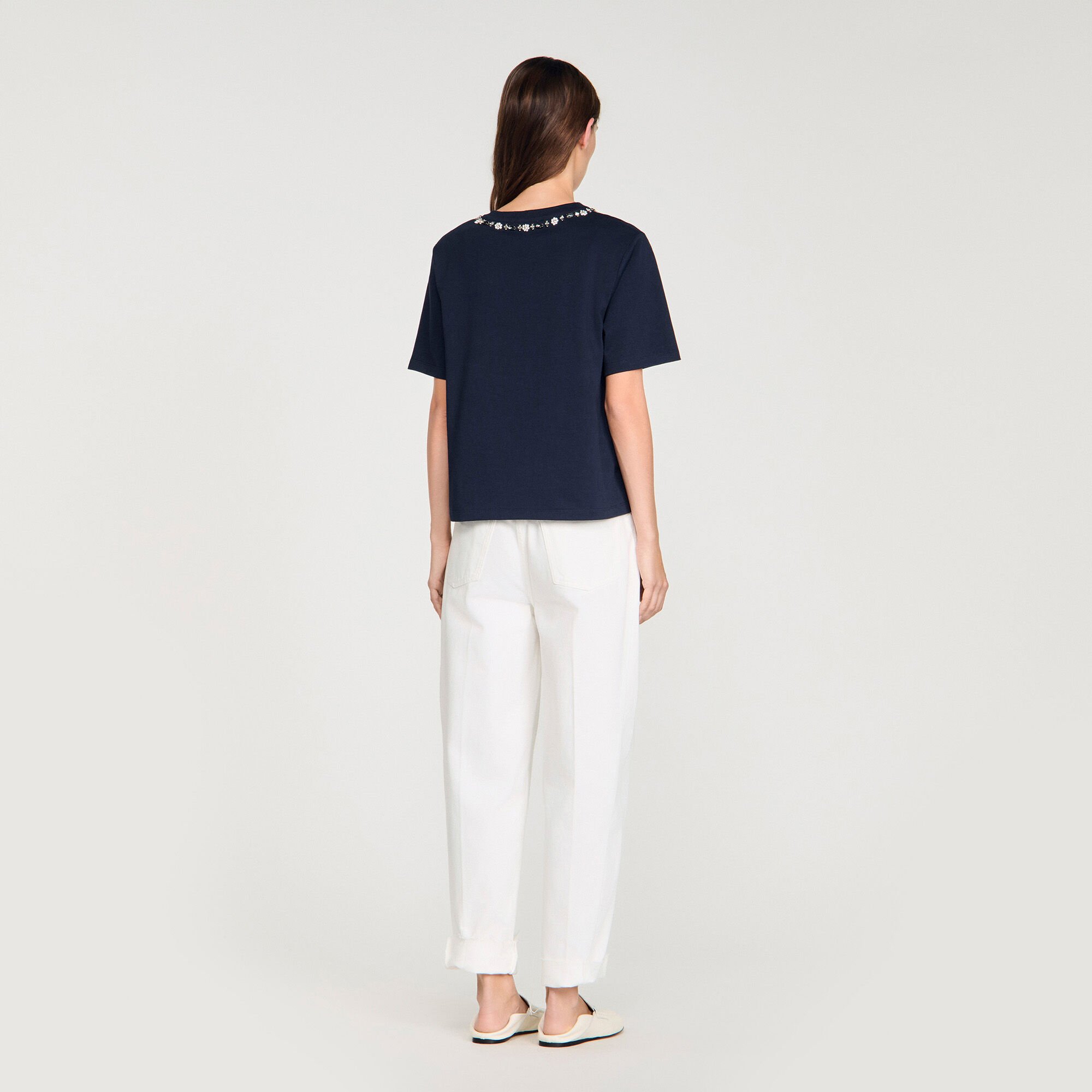 T-shirt ajouré strassé