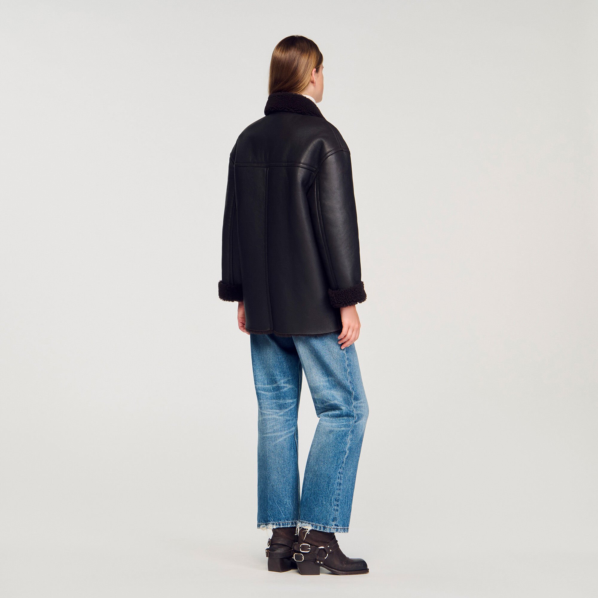 Manteau peau lainée