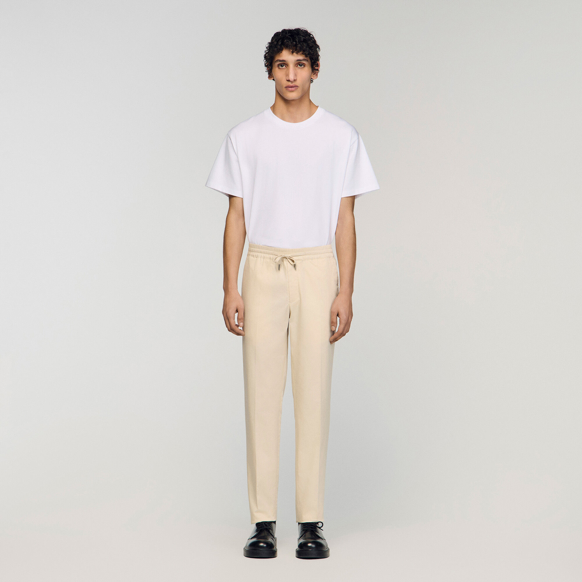Pantalon droit &eacute;lastiqu&eacute;