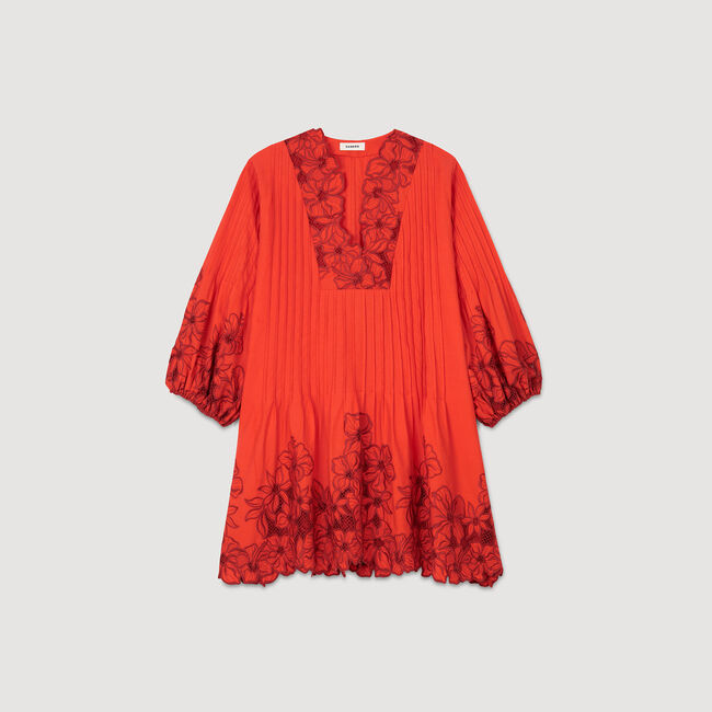 Robe courte à détails fleurs
