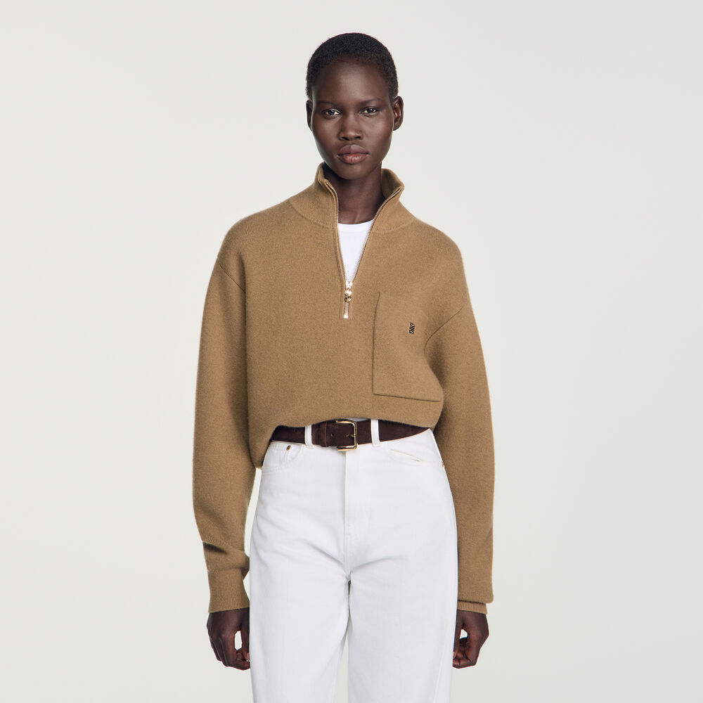 Sandro Ceinture cuir à boucle métallique – Marron – vue 3