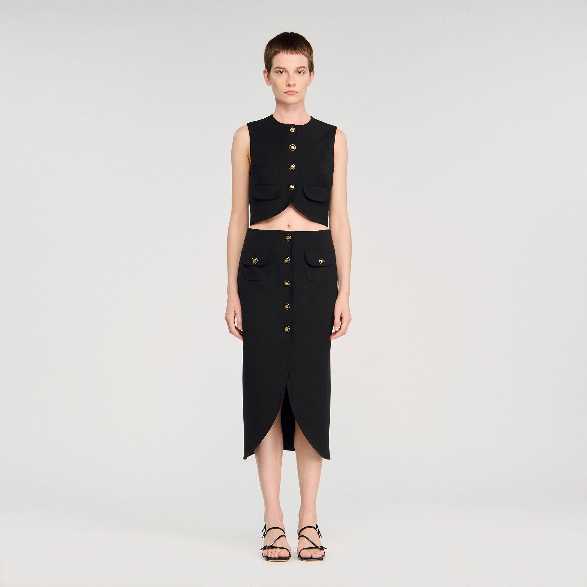 Jupe midi boutonnée