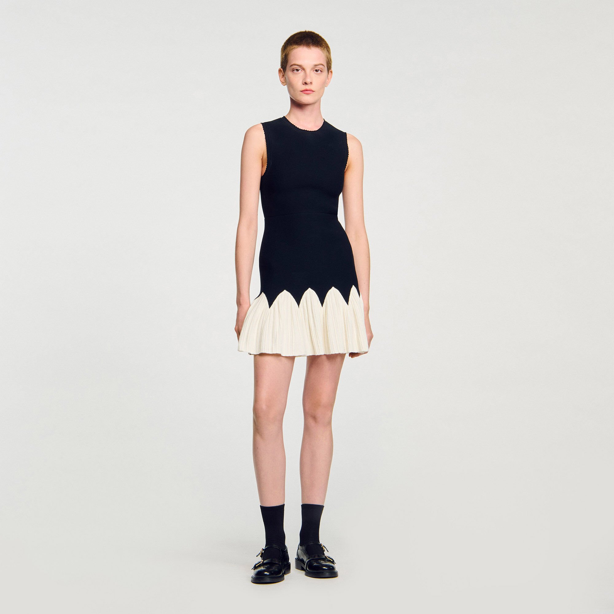 Robe courte en maille bicolore