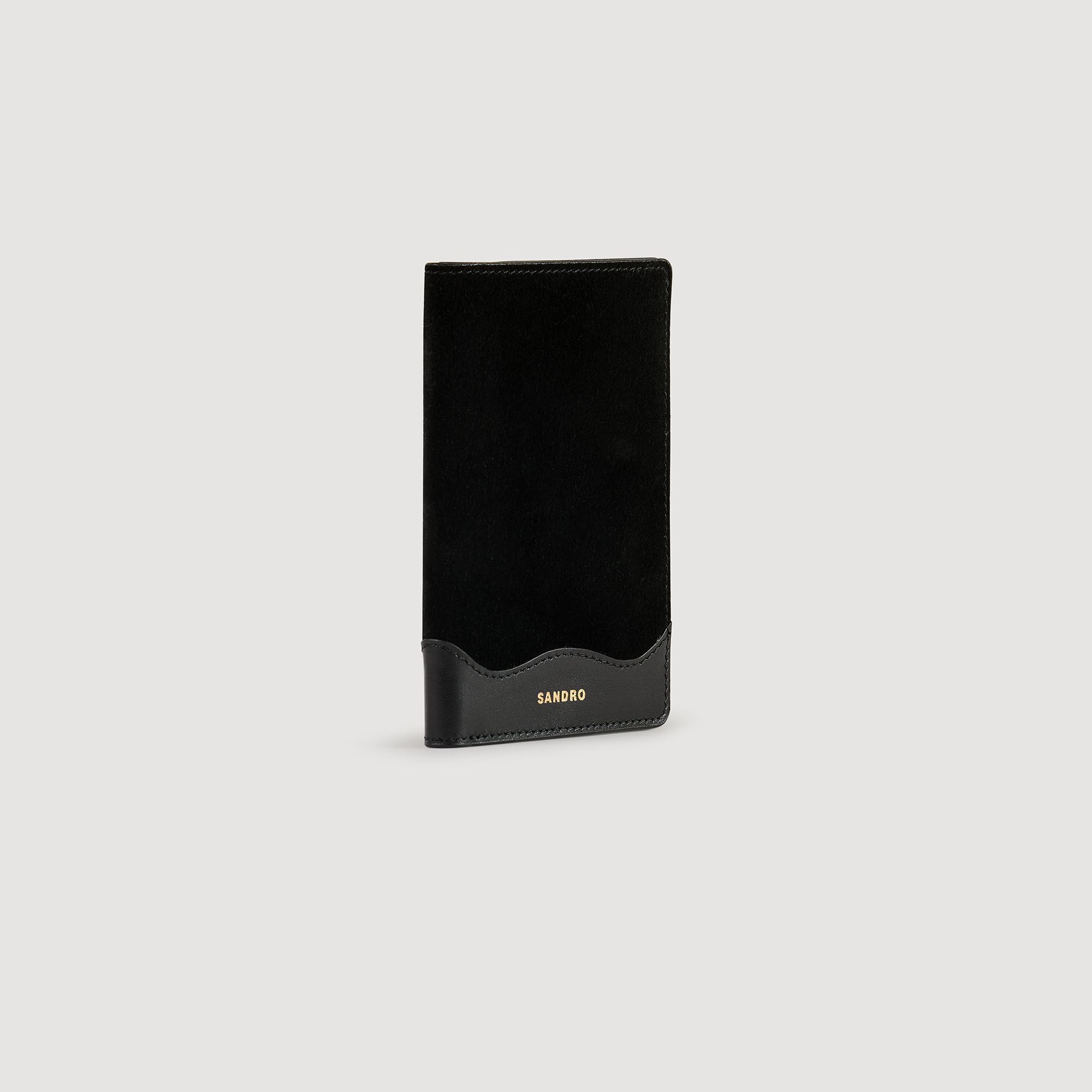 Pochette de passeport en cuir et suède