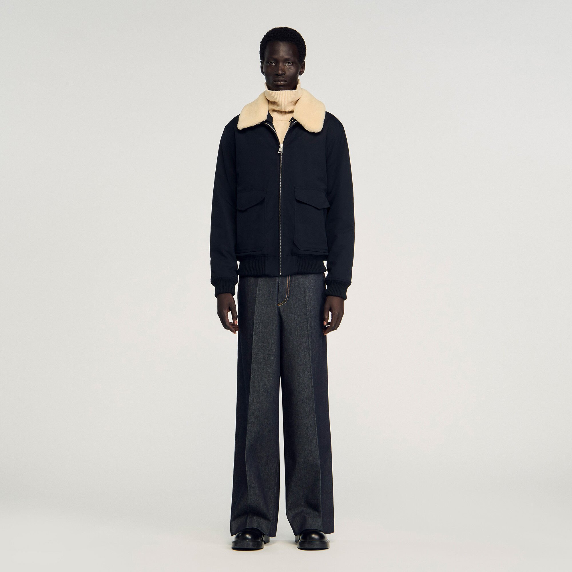 Blouson aviateur à col mouton
