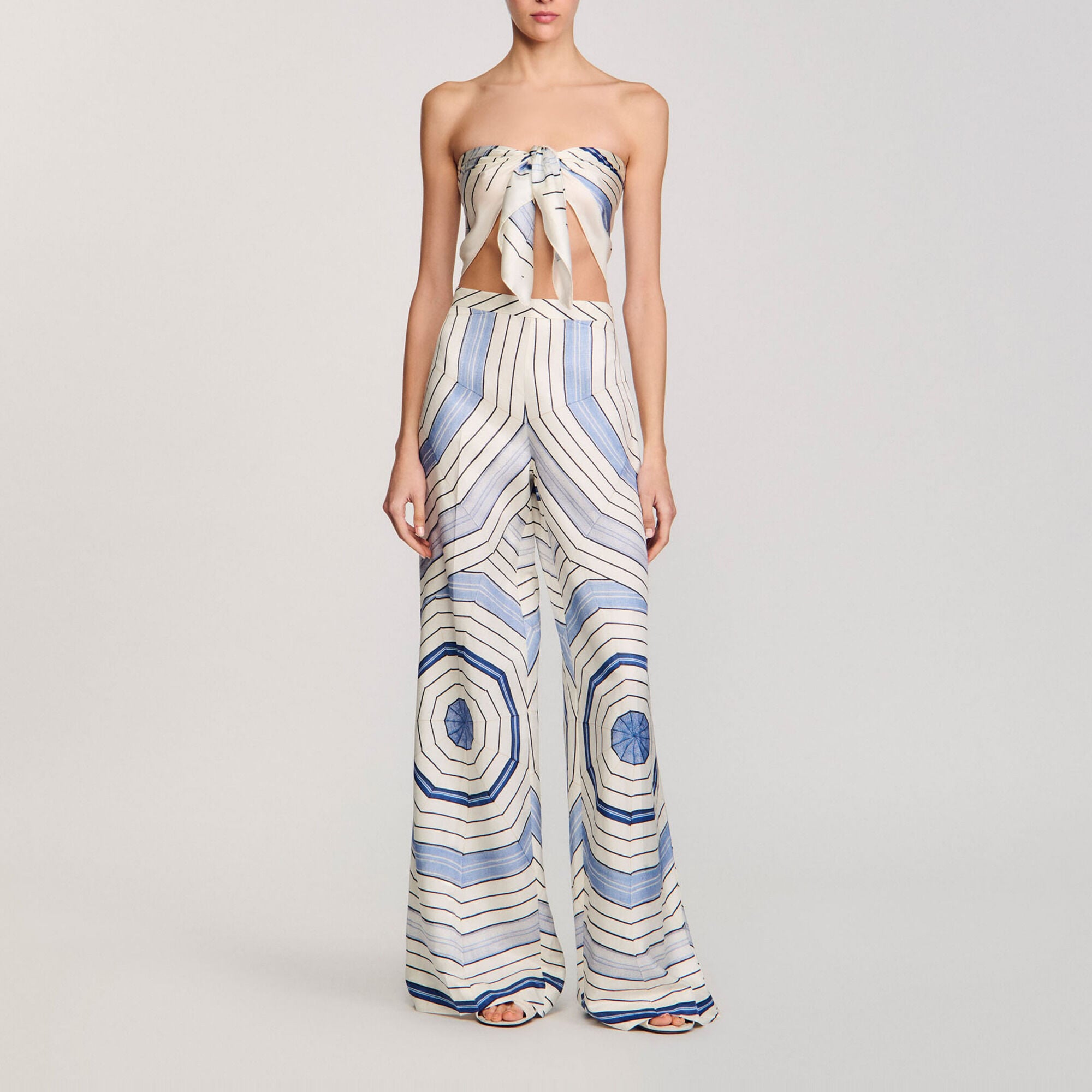 Pantalon large &agrave; imprim&eacute; spirales