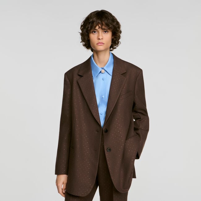 Veste de tailleur &agrave; strass - Femme | Sandro Paris