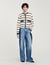 Cardigan rayé à détails denim