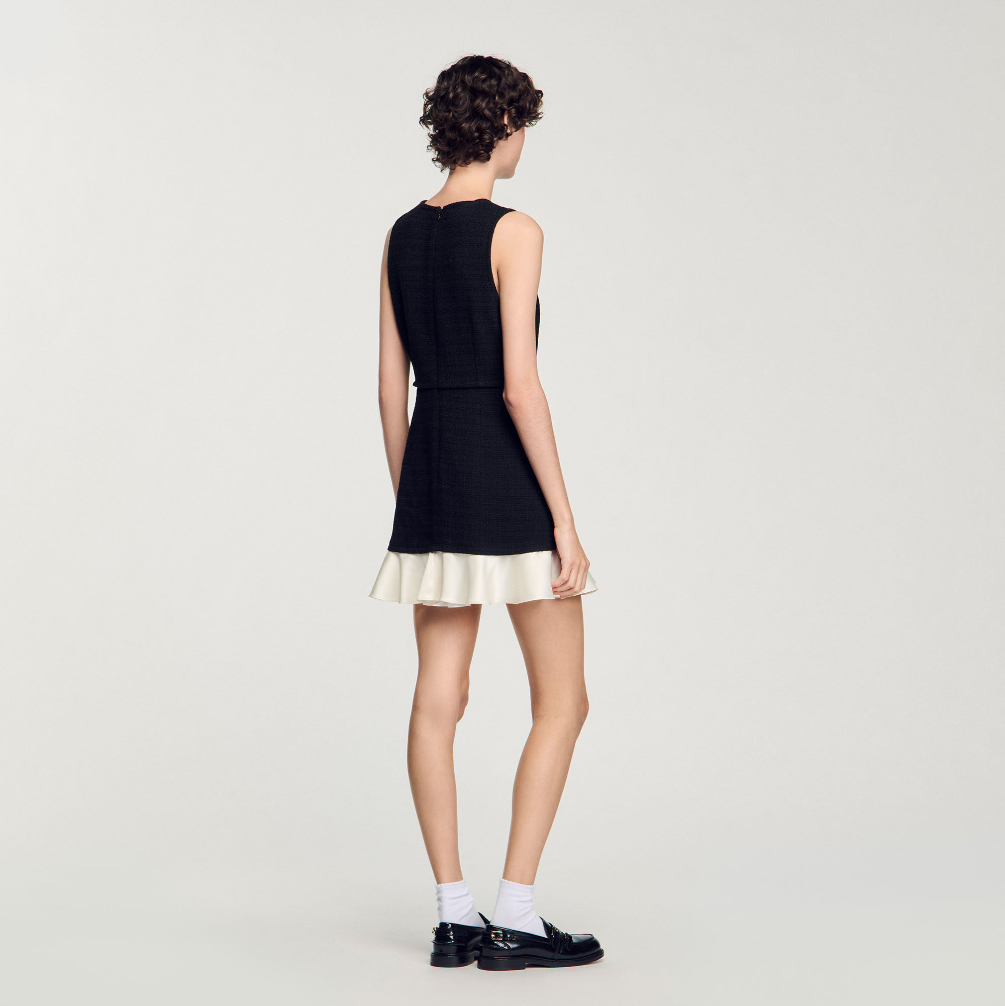 sandro★ROBE COURTE EN TWEED BICOLORE ワンピース Robe courte en tweed bicolore gris / noir pour femme