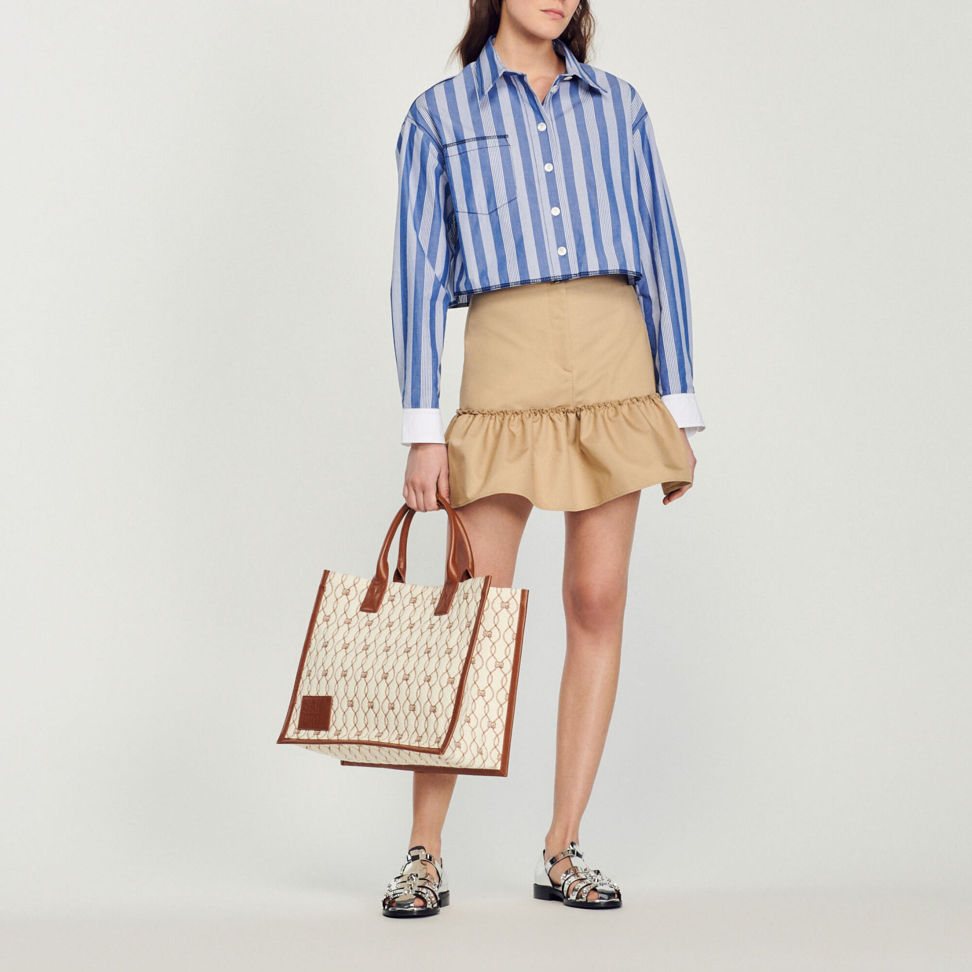 Chemise courte &agrave; rayures