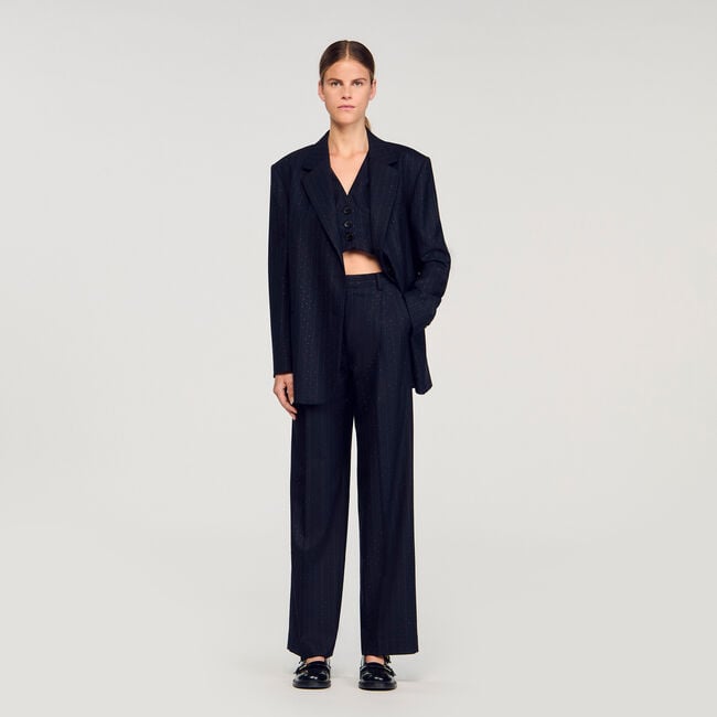 Veste de costume à rayures strassée