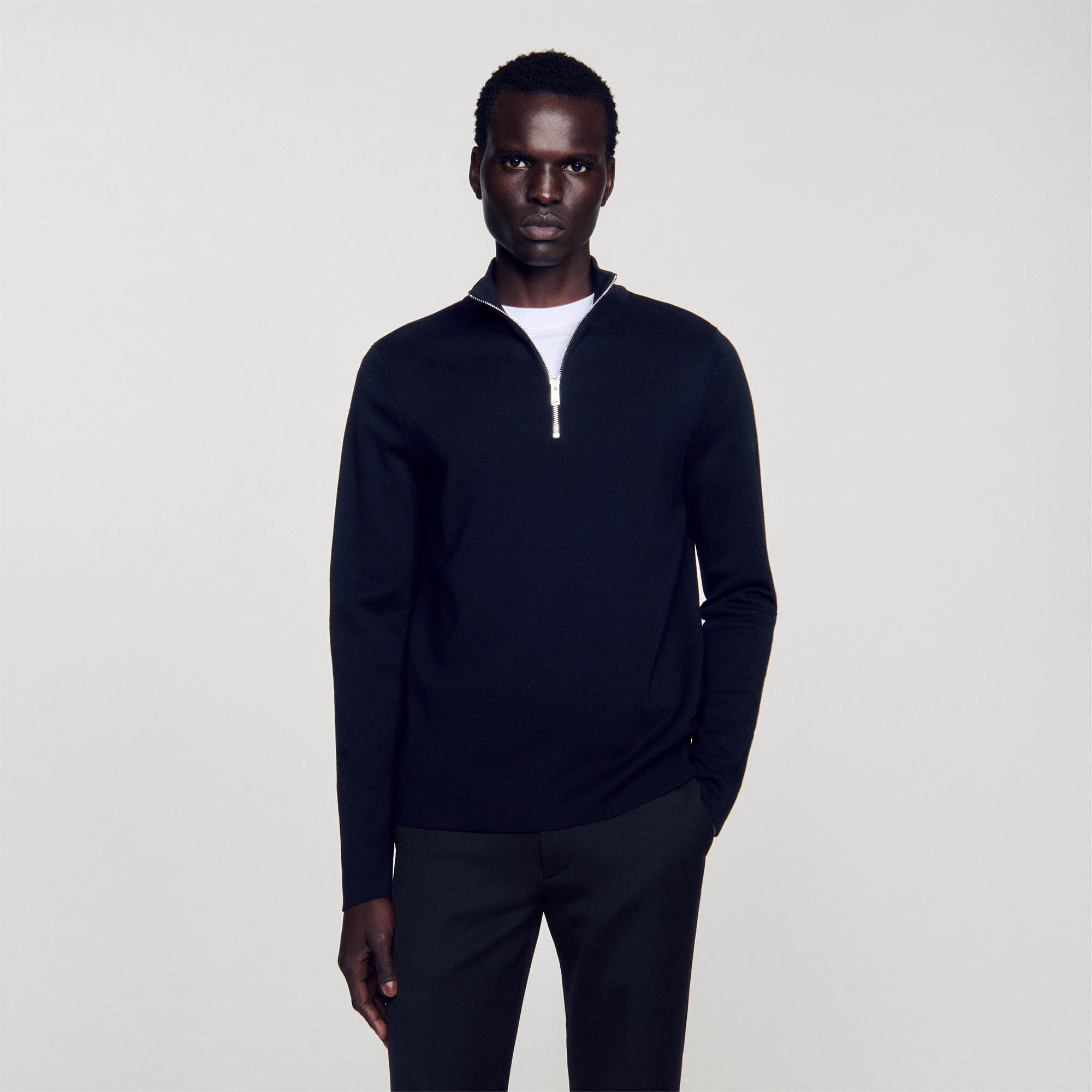 Pull en laine à col zippé