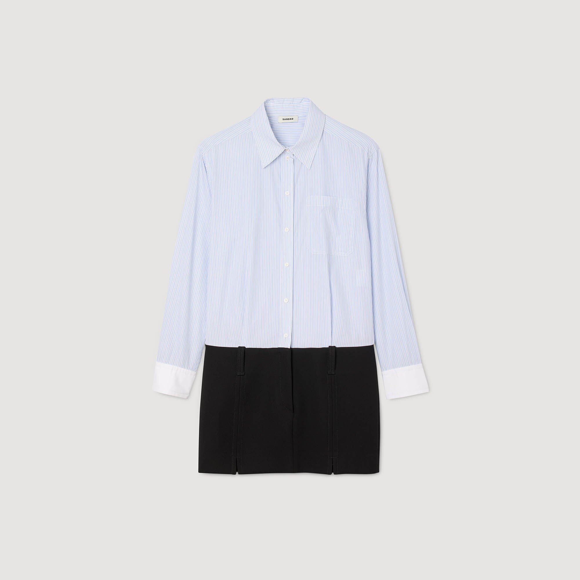 Robe courte bimatière col chemise