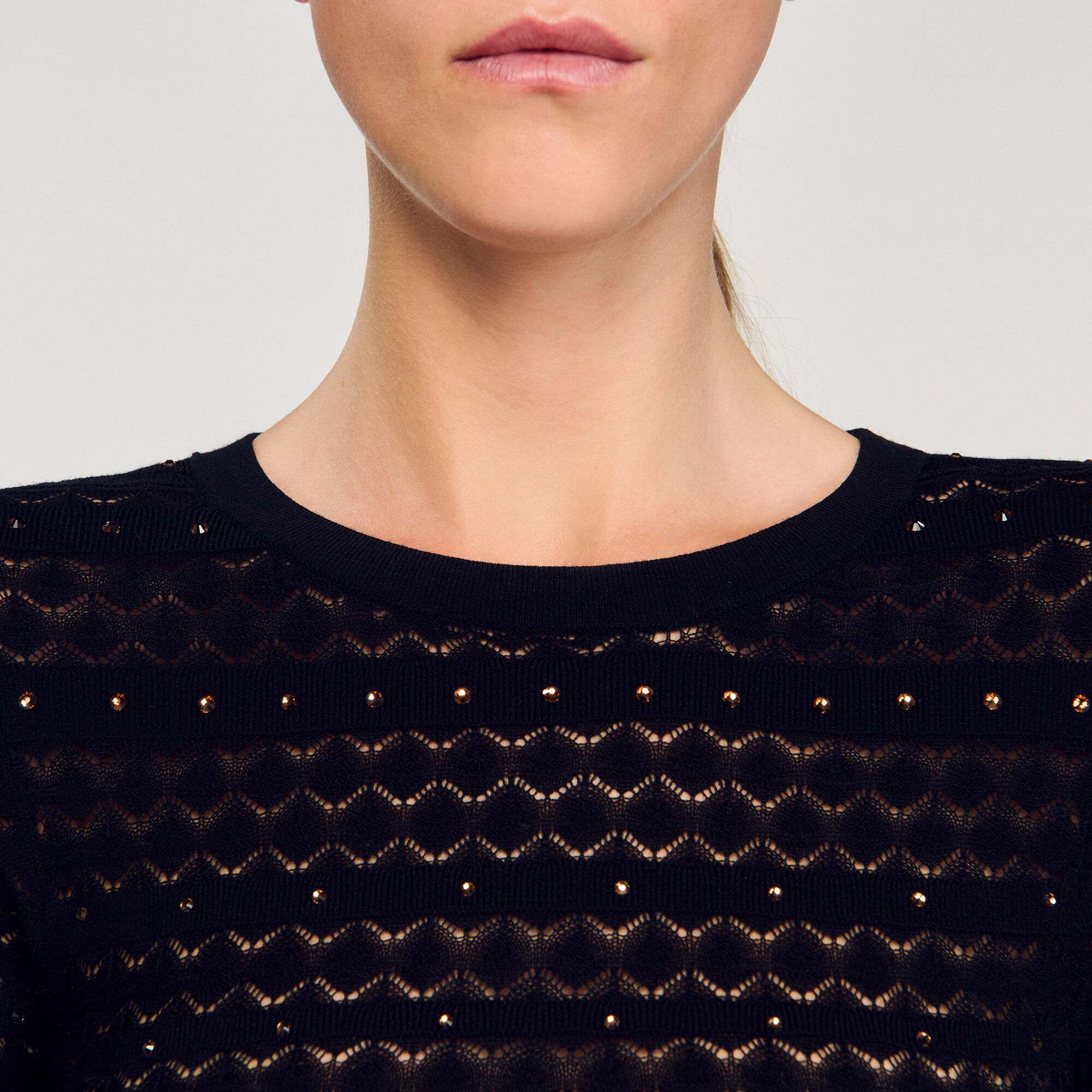 Robe longue en maille strass&eacute;e - Femme | Sandro Paris