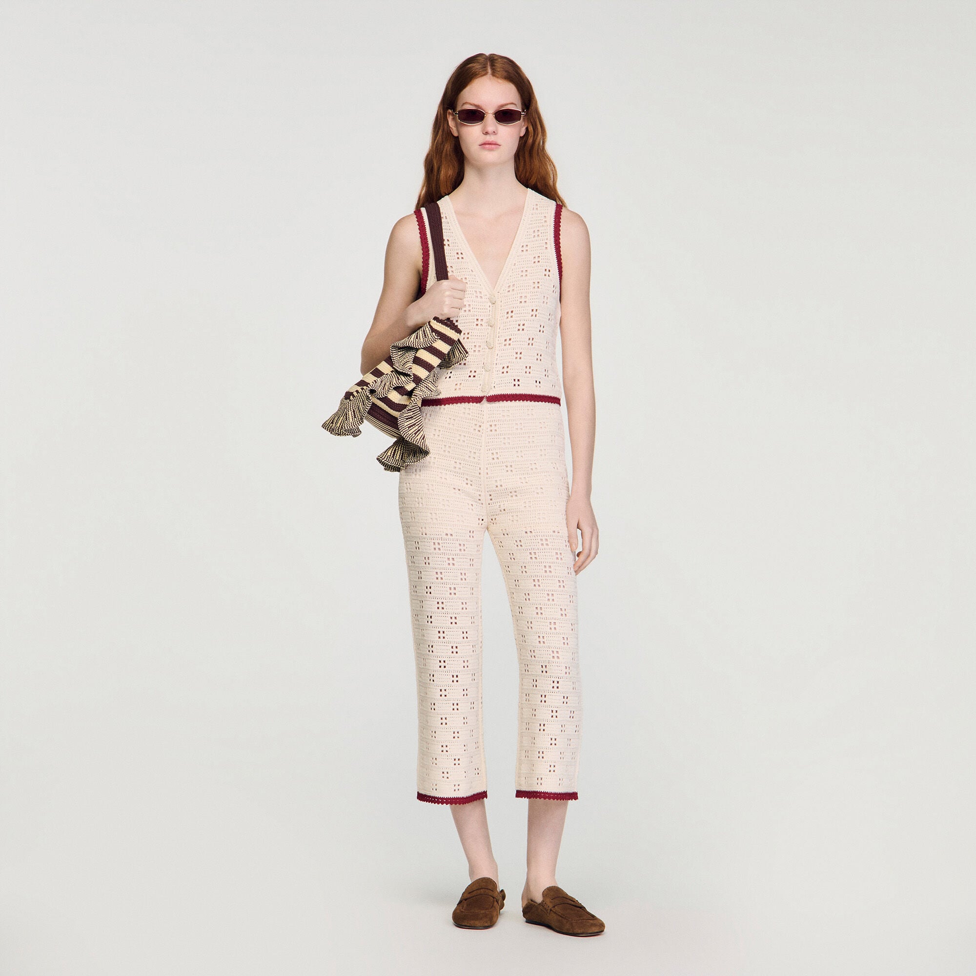 Pantalon en maille look crochet