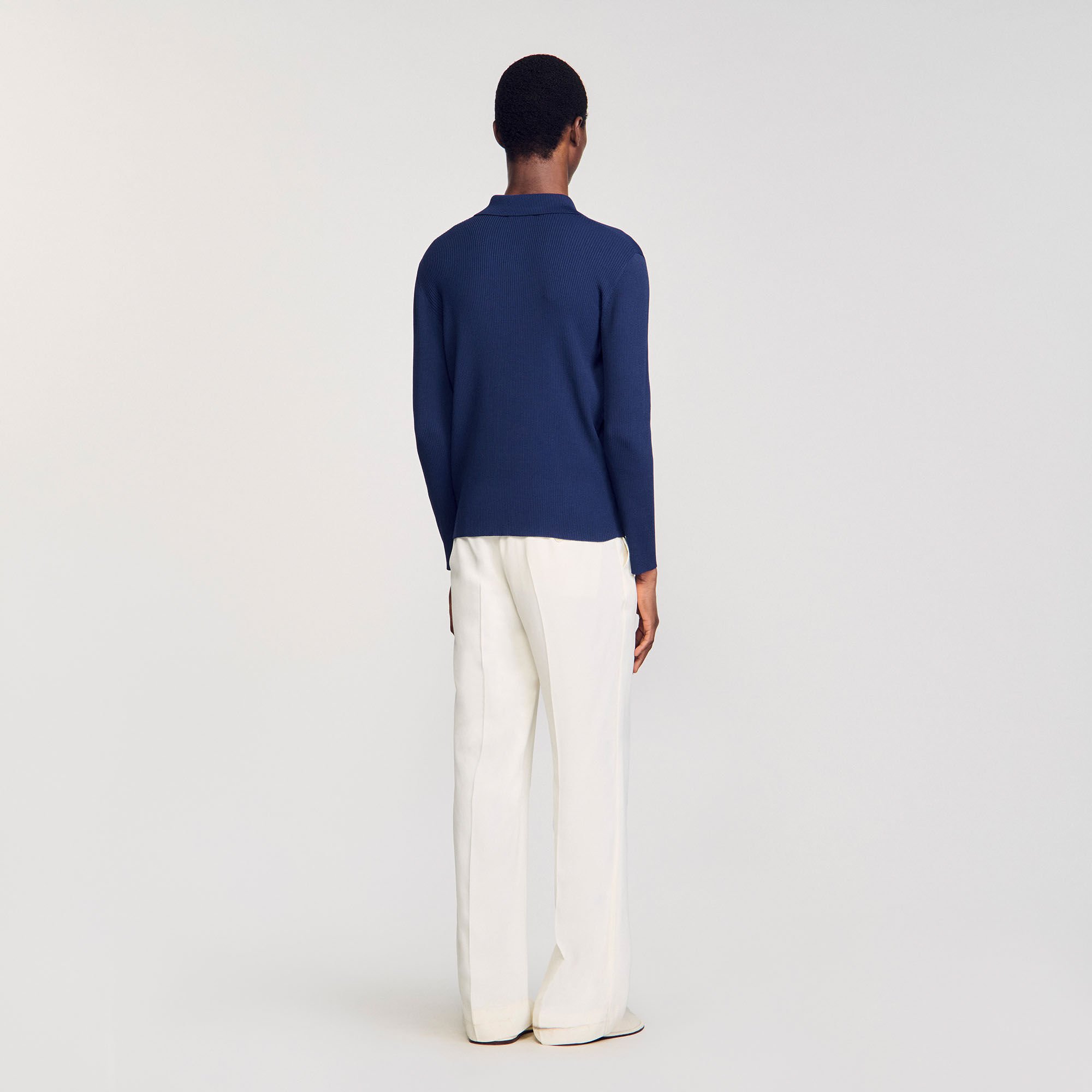 Polo en maille côtelée