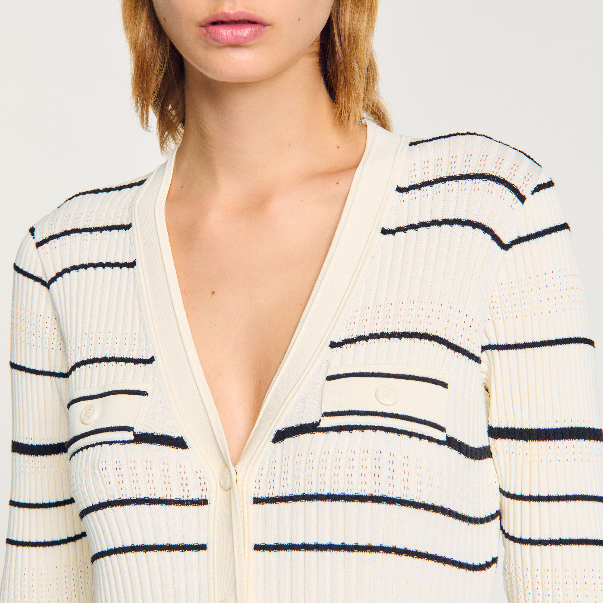 Robe longue en maille rayée 