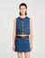 Top en denim et cuir
