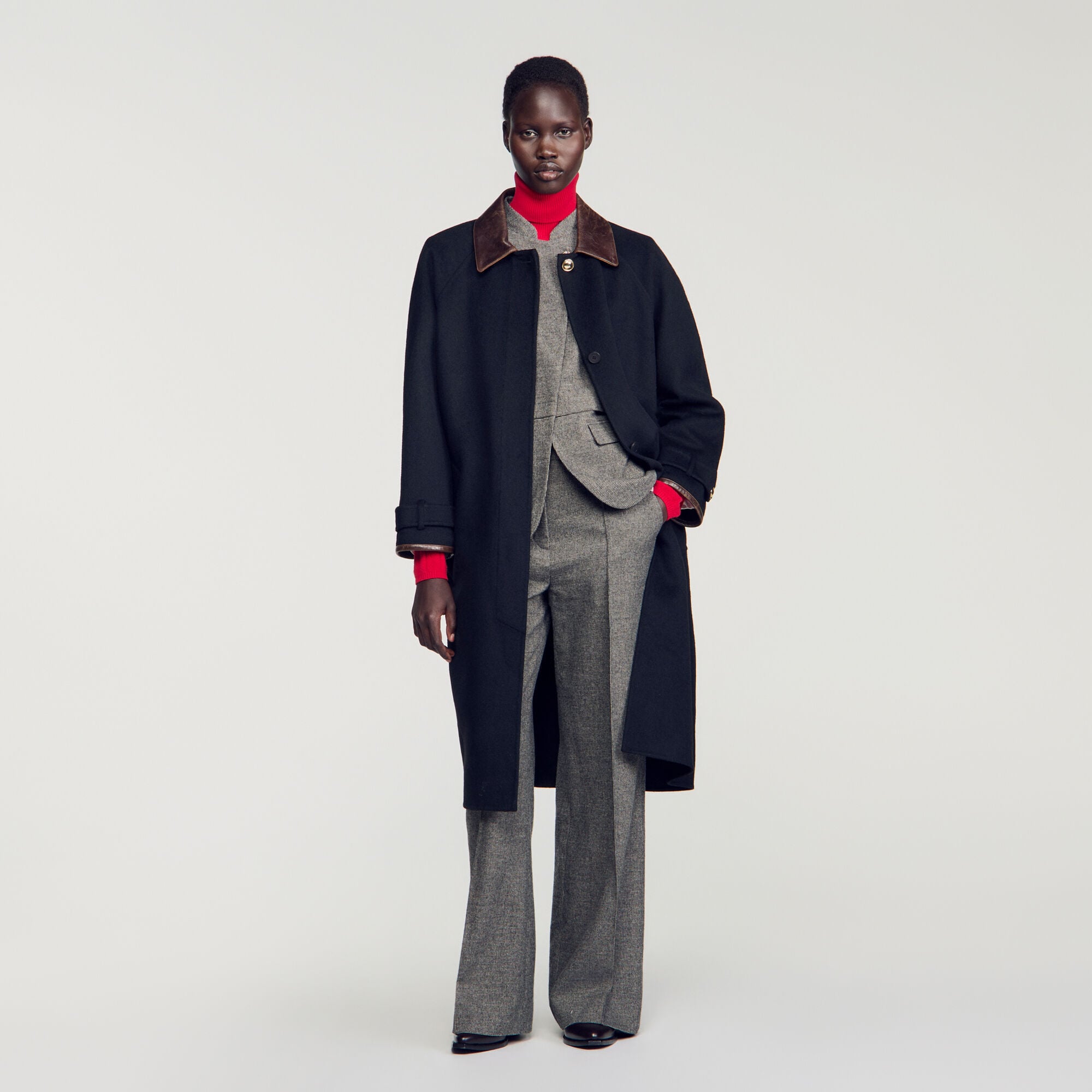 Manteau long en laine double face - Femme | Sandro Paris