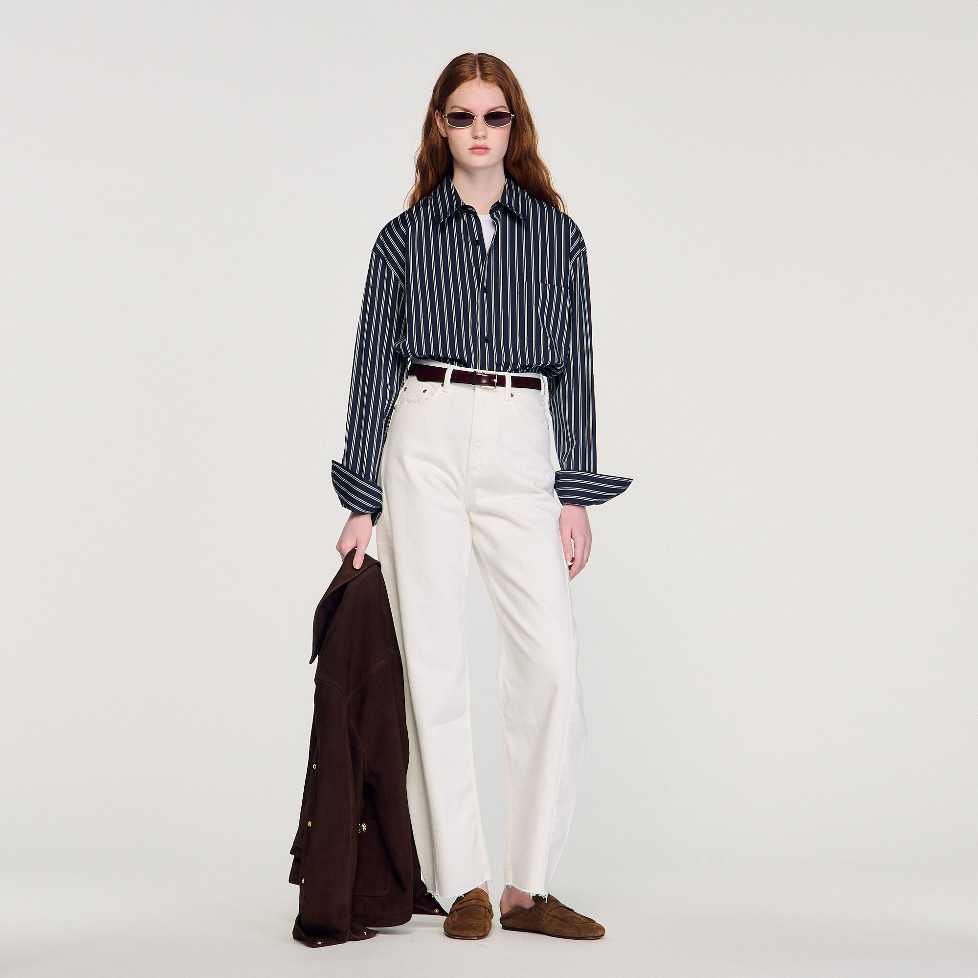 Chemise en coton &agrave; rayures - Homme | Sandro Paris