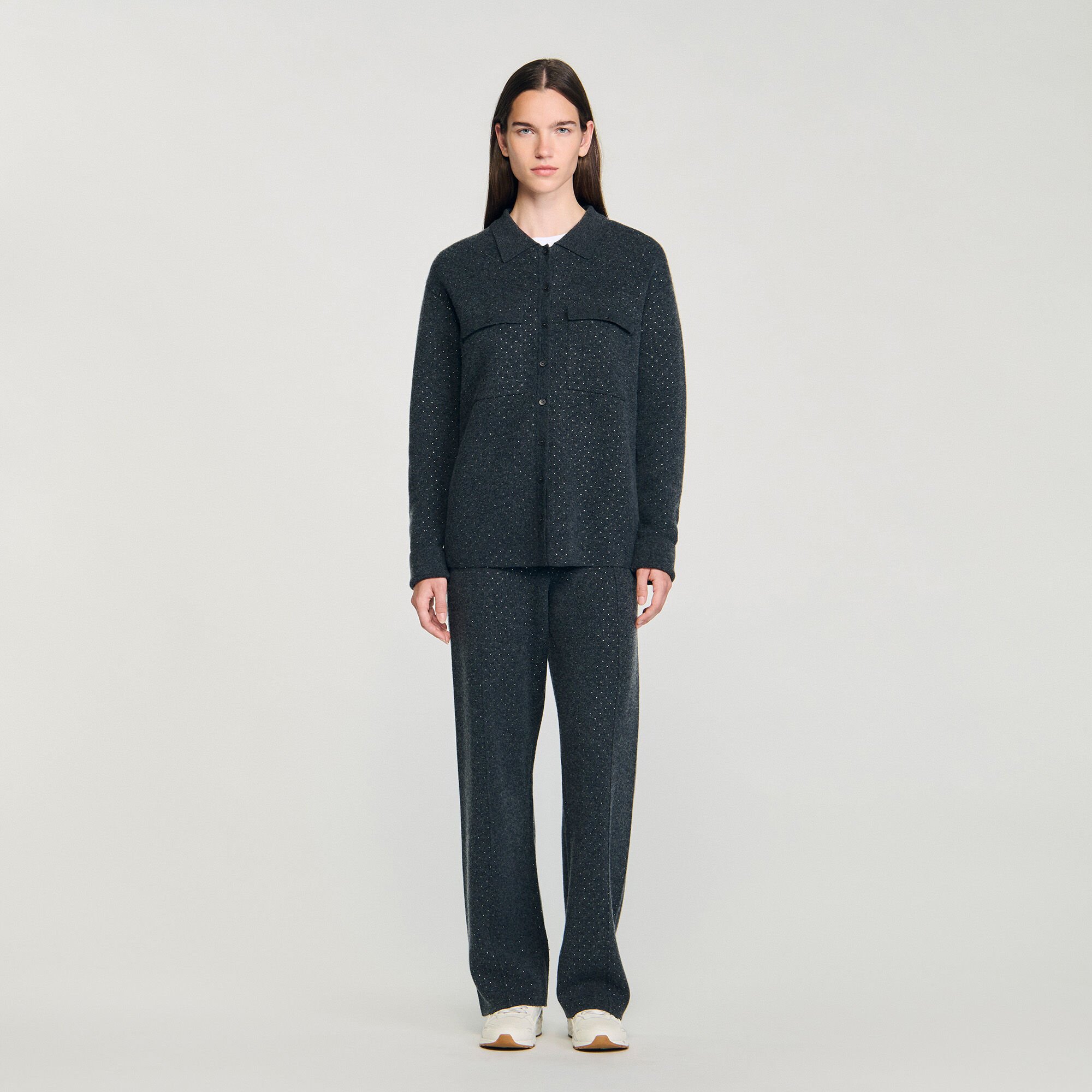 Cardigan long à strass