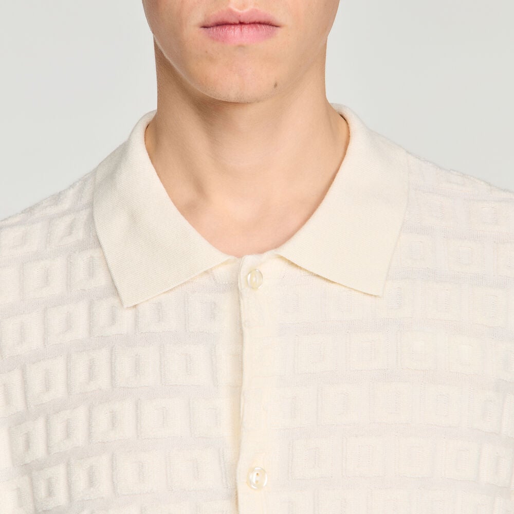 Sandro Cardigan en maille éponge – Ecru – vue 3