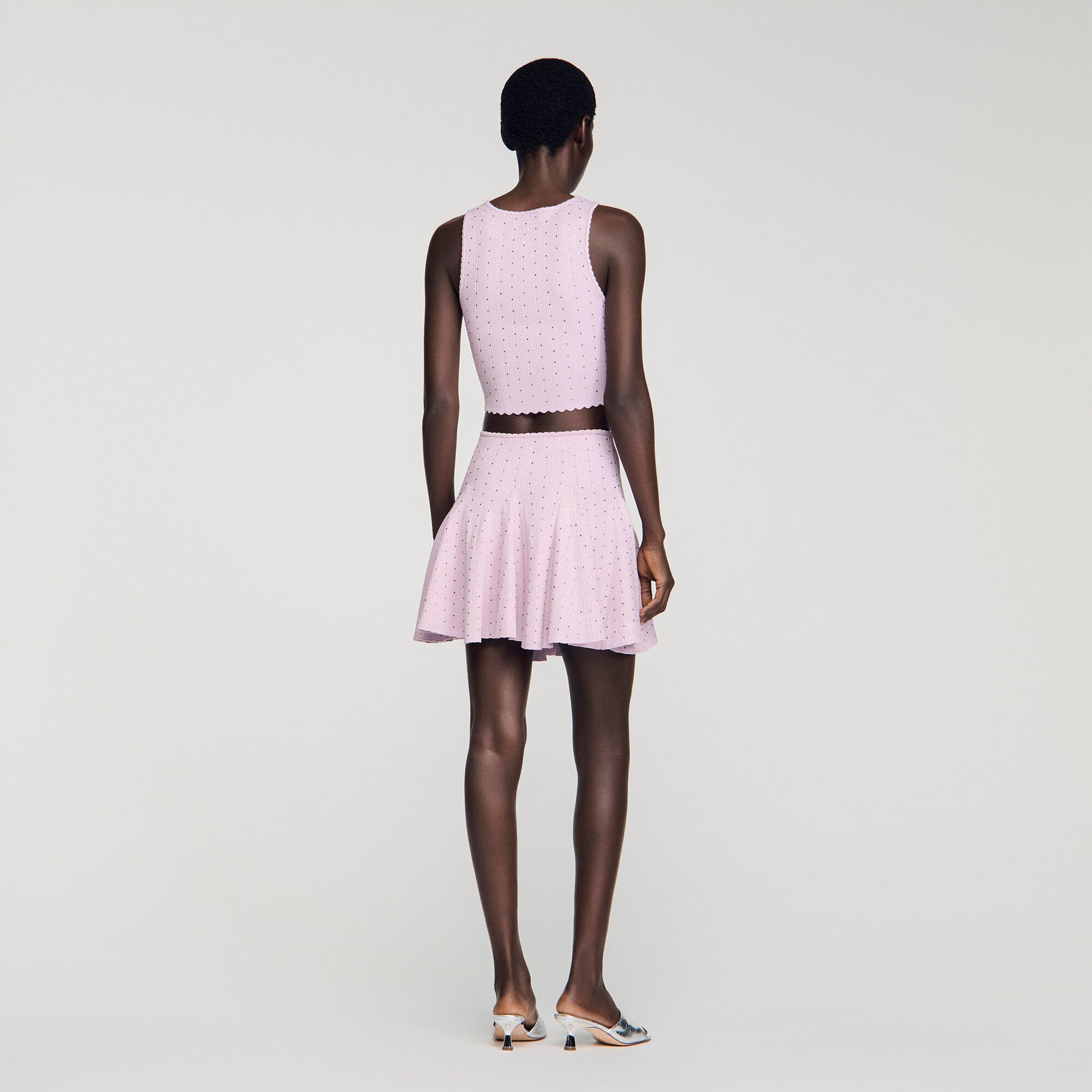 Pull court en maille strass&eacute;