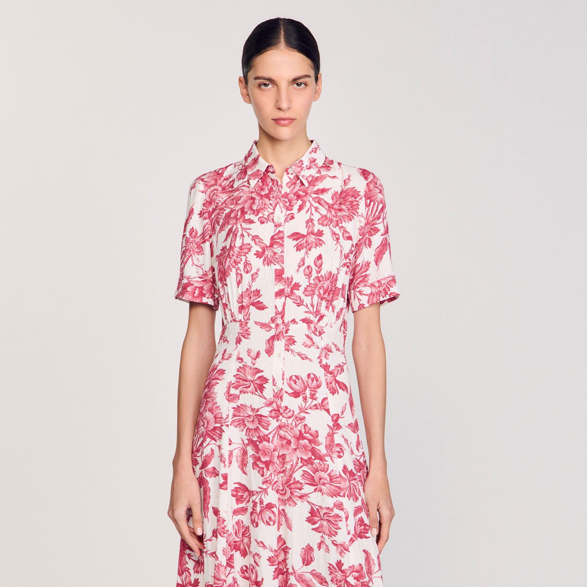 Robe longue chemise à imprimé fleuri