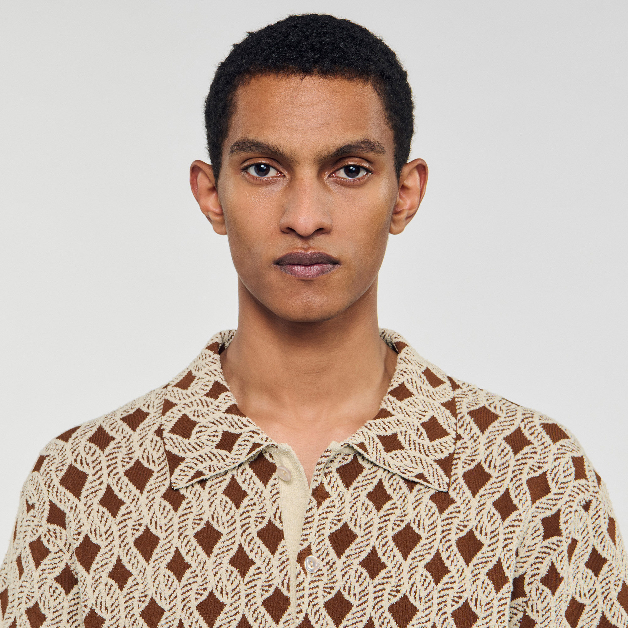 Chemise cardigan à jacquard corde