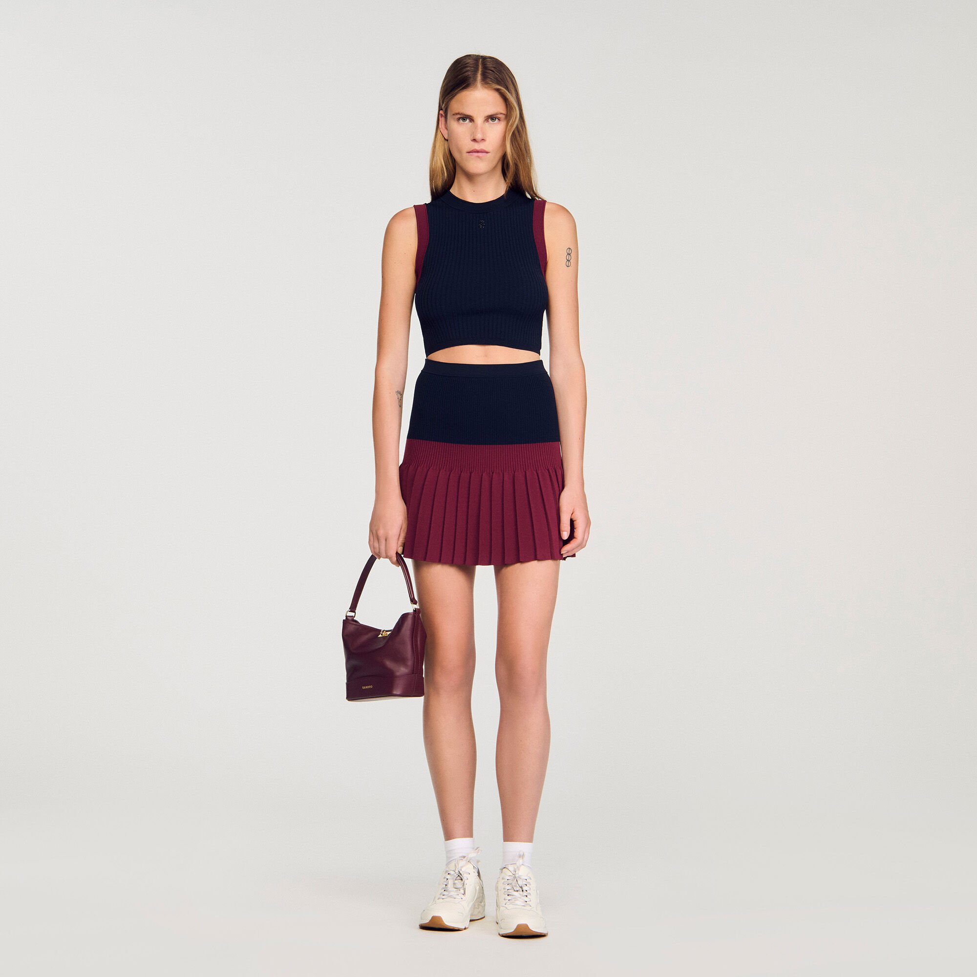 Top en maille bicolore