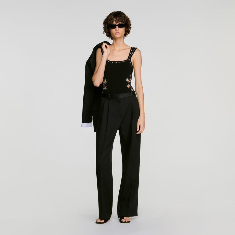 Sandro Body en maille à studs – Noir