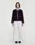 Manteau court &agrave; d&eacute;tails cuir - Femme | Sandro Paris